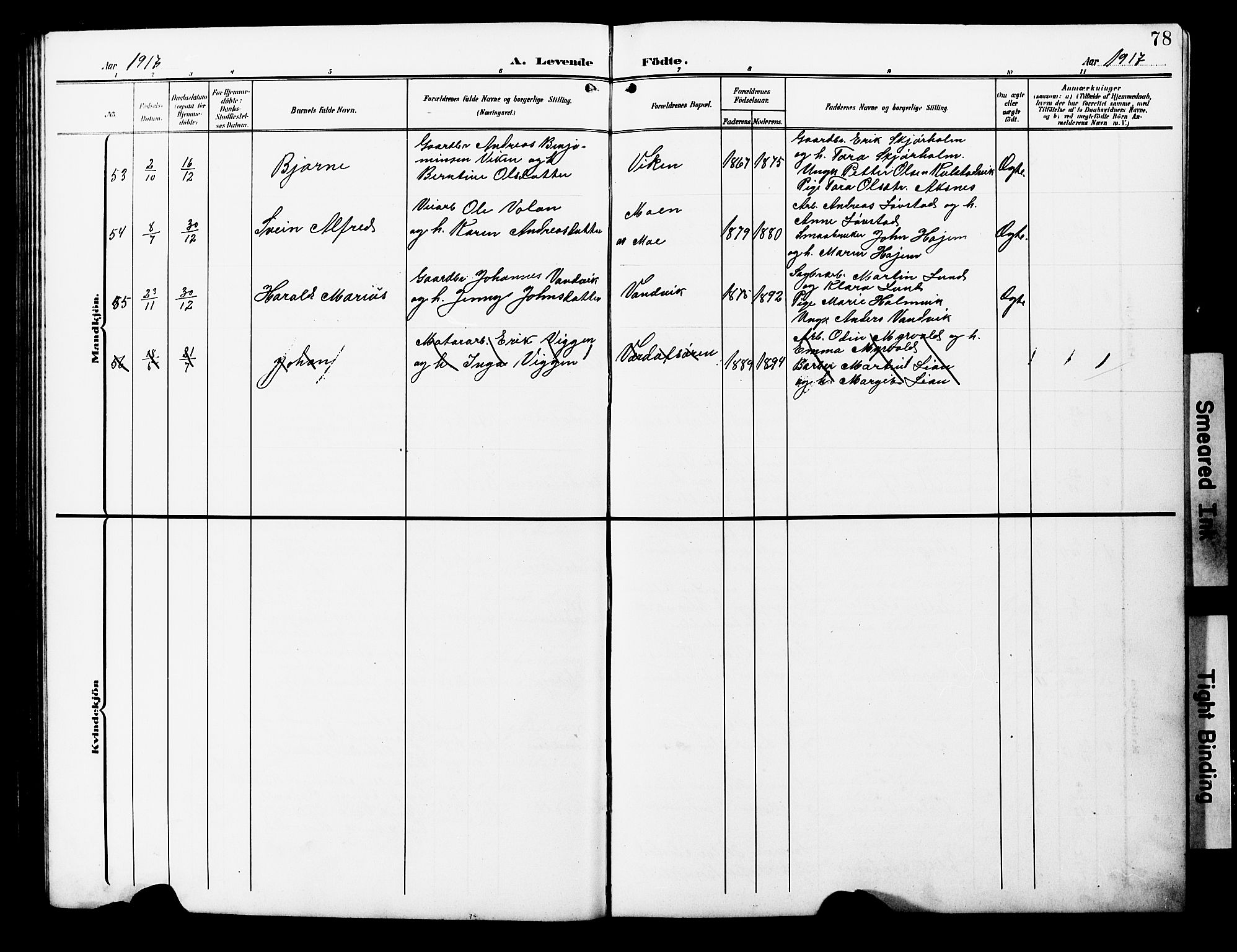 Ministerialprotokoller, klokkerbøker og fødselsregistre - Nord-Trøndelag, SAT/A-1458/723/L0258: Parish register (copy) no. 723C06, 1908-1927, p. 78