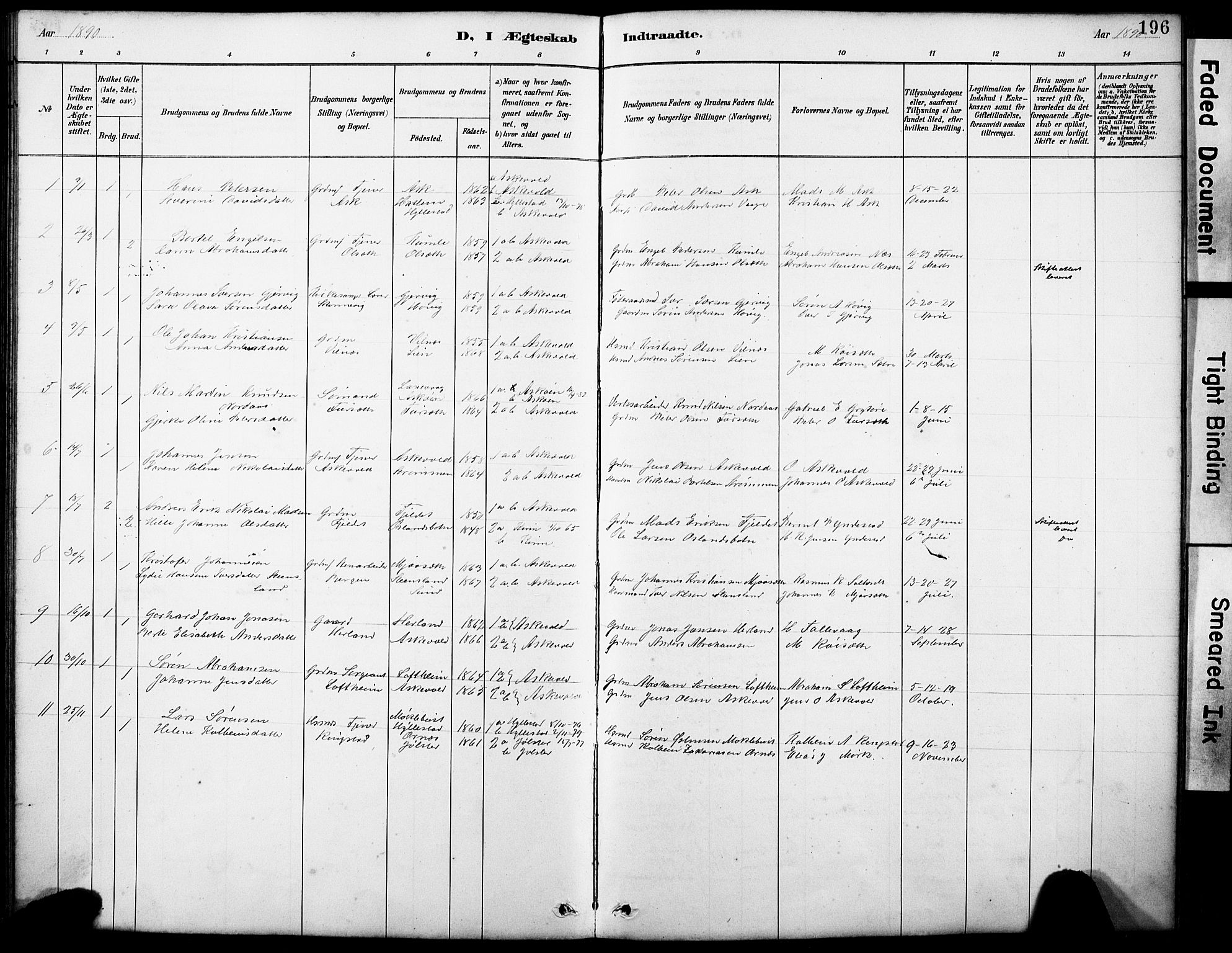 Askvoll sokneprestembete, SAB/A-79501/H/Hab/Haba/L0003: Parish register (copy) no. A 3, 1886-1928, p. 196