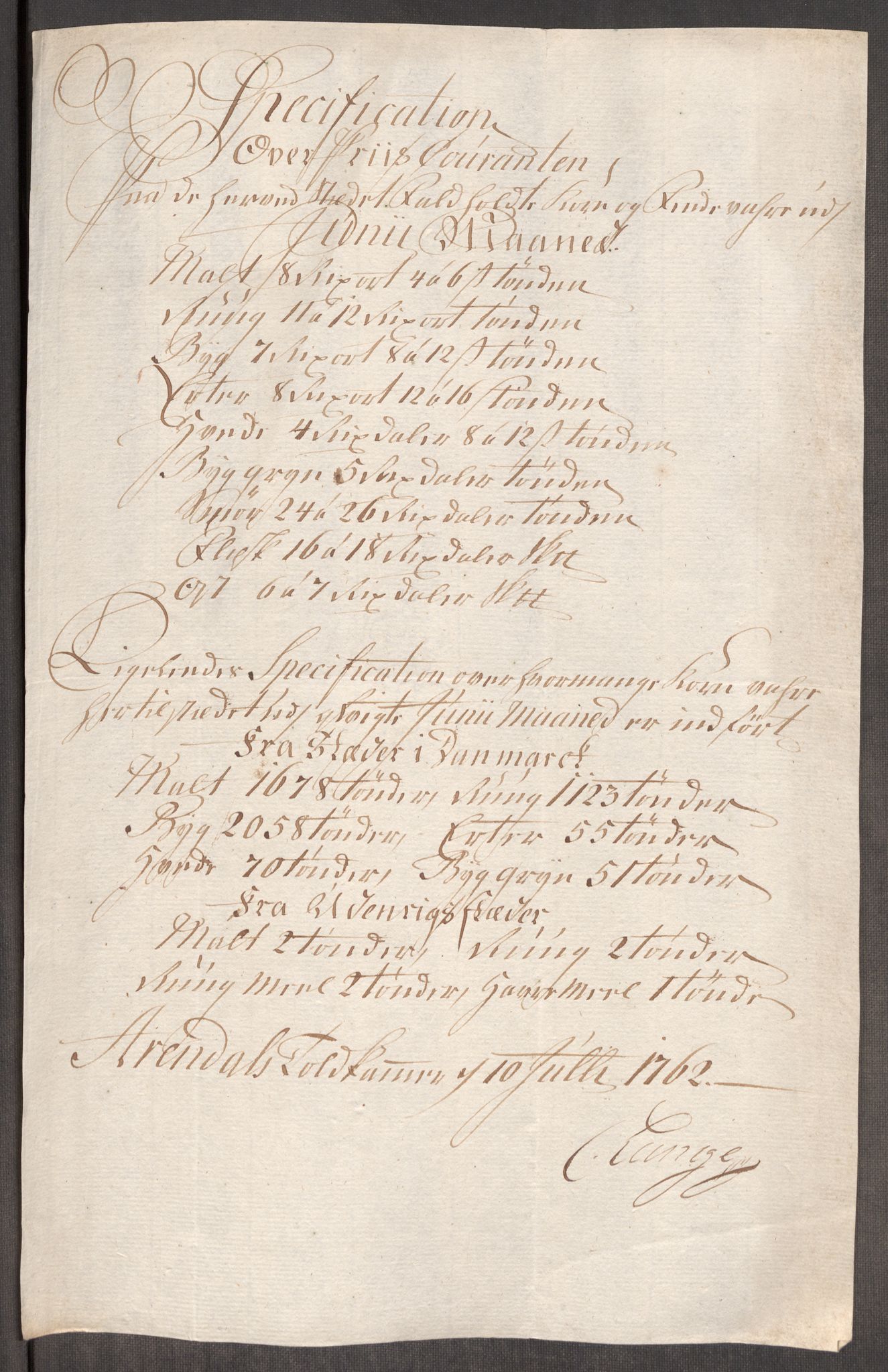 Rentekammeret inntil 1814, Realistisk ordnet avdeling, AV/RA-EA-4070/Oe/L0007: [Ø1]: Priskuranter, 1761-1763, p. 490