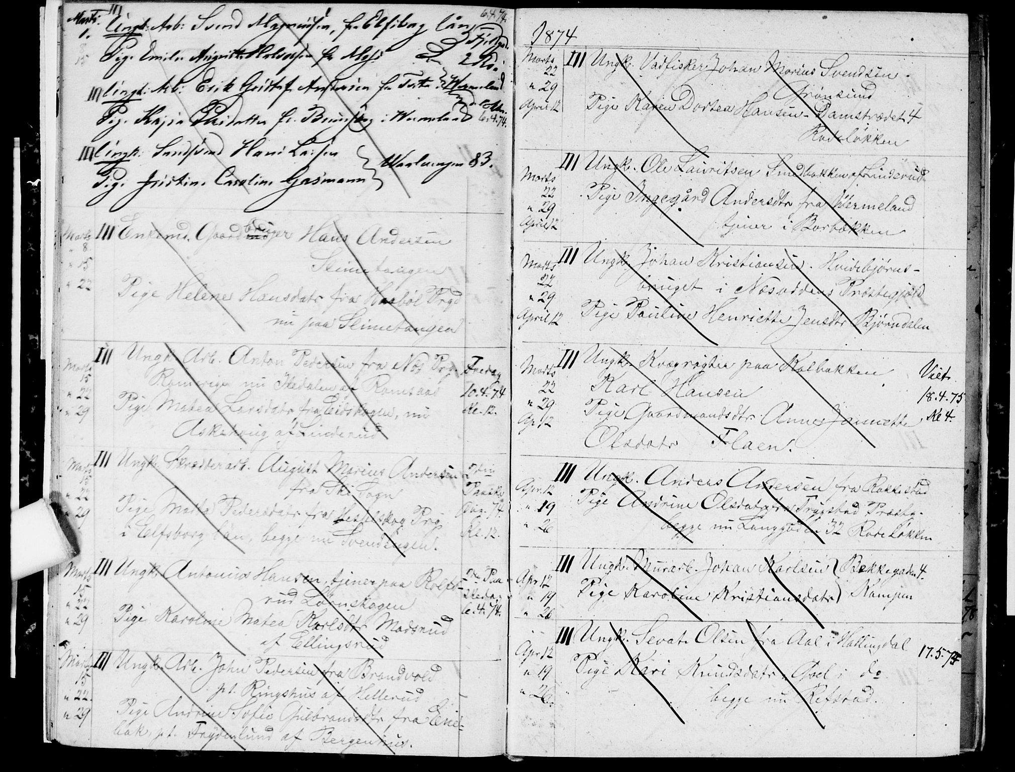 Østre Aker prestekontor Kirkebøker, AV/SAO-A-10840/H/Ha/L0003: Banns register no. I 3, 1873-1878