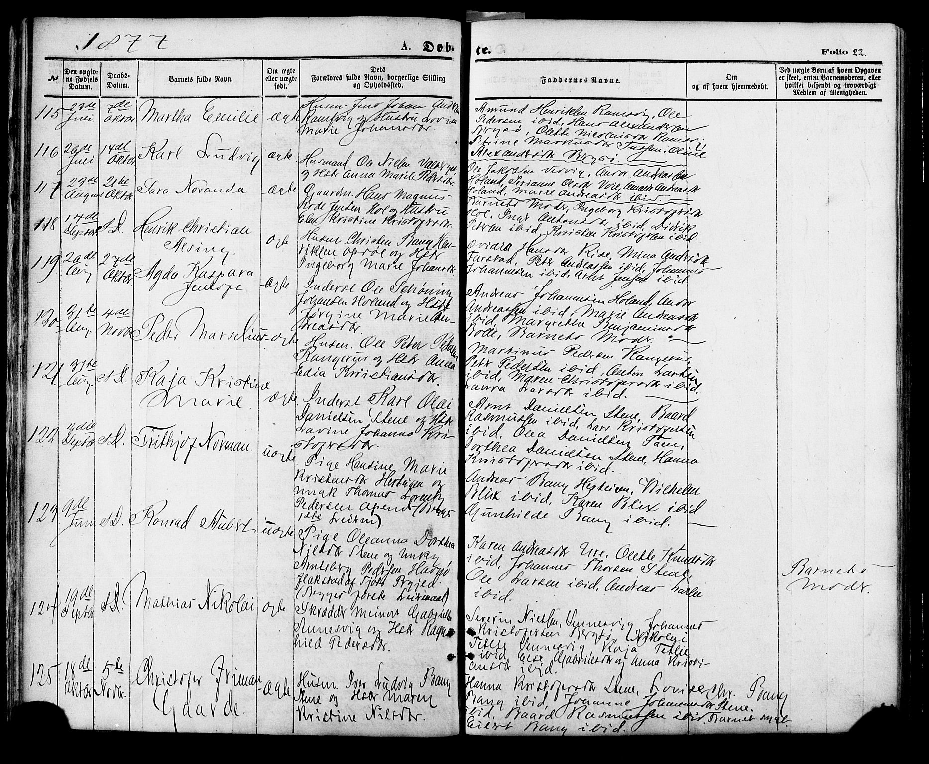 Ministerialprotokoller, klokkerbøker og fødselsregistre - Nordland, AV/SAT-A-1459/881/L1166: Parish register (copy) no. 881C03, 1876-1885, p. 22