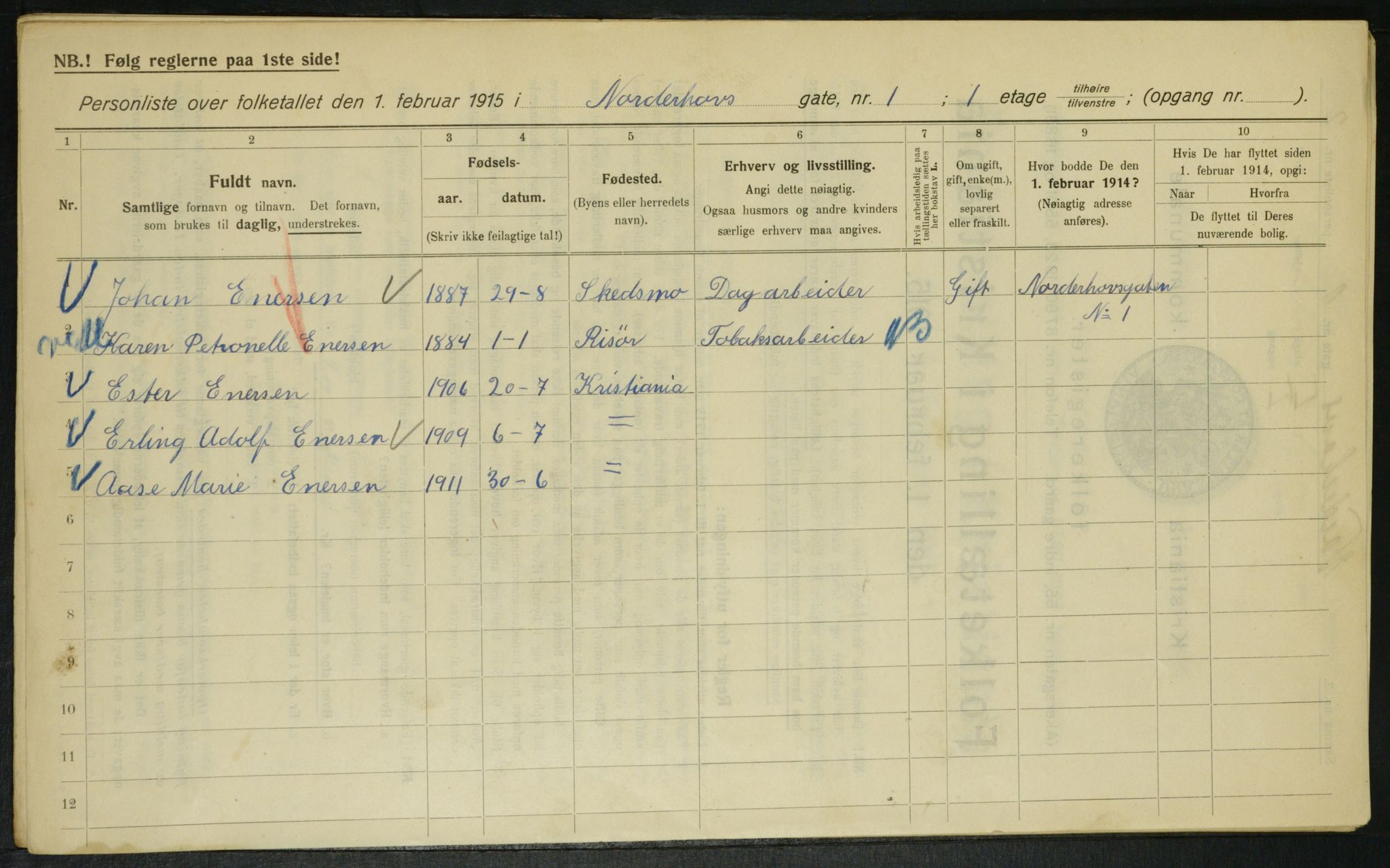 OBA, Municipal Census 1915 for Kristiania, 1915, p. 71830