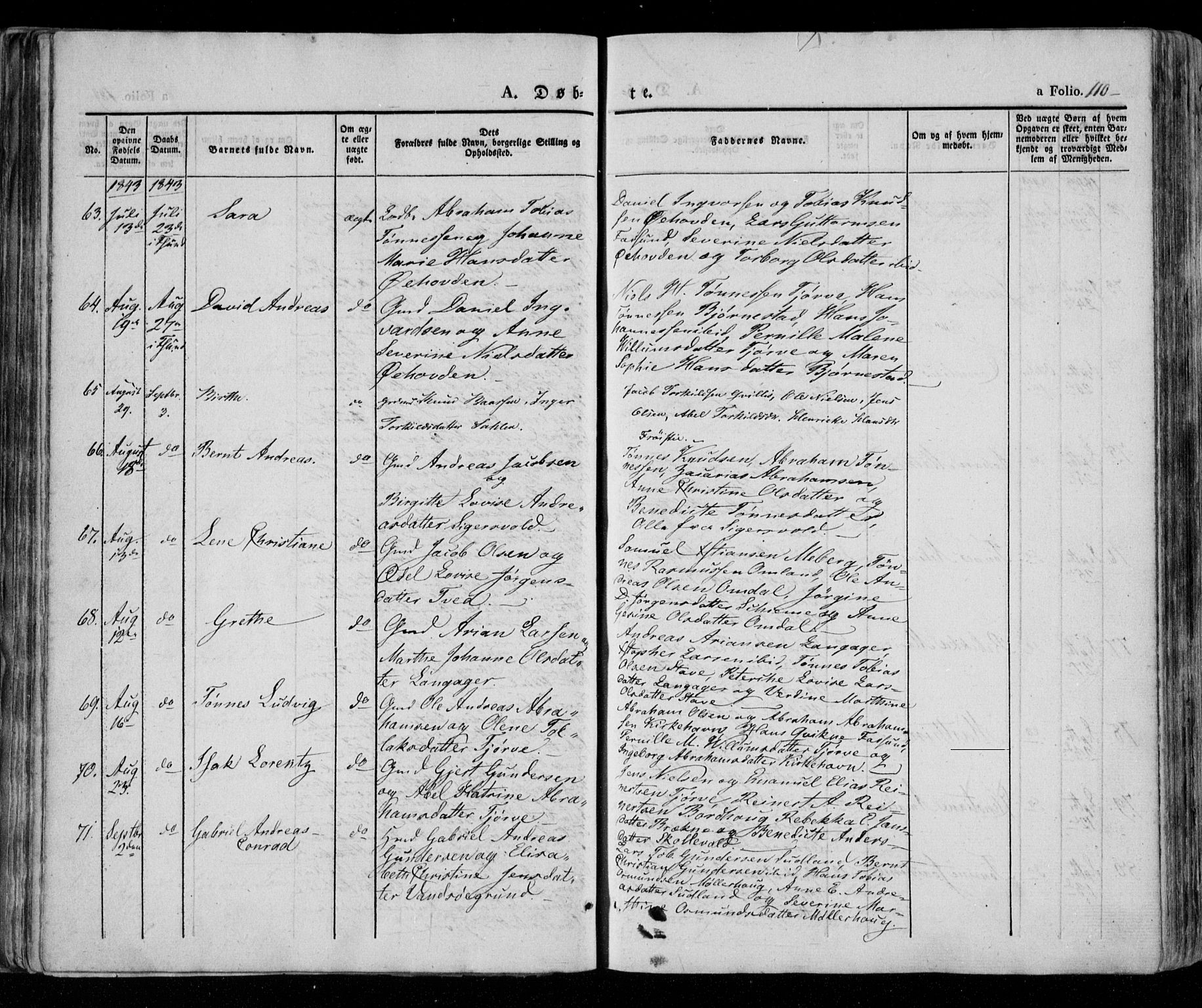 Lista sokneprestkontor, AV/SAK-1111-0027/F/Fa/L0009: Parish register (official) no. A 9, 1835-1846, p. 110