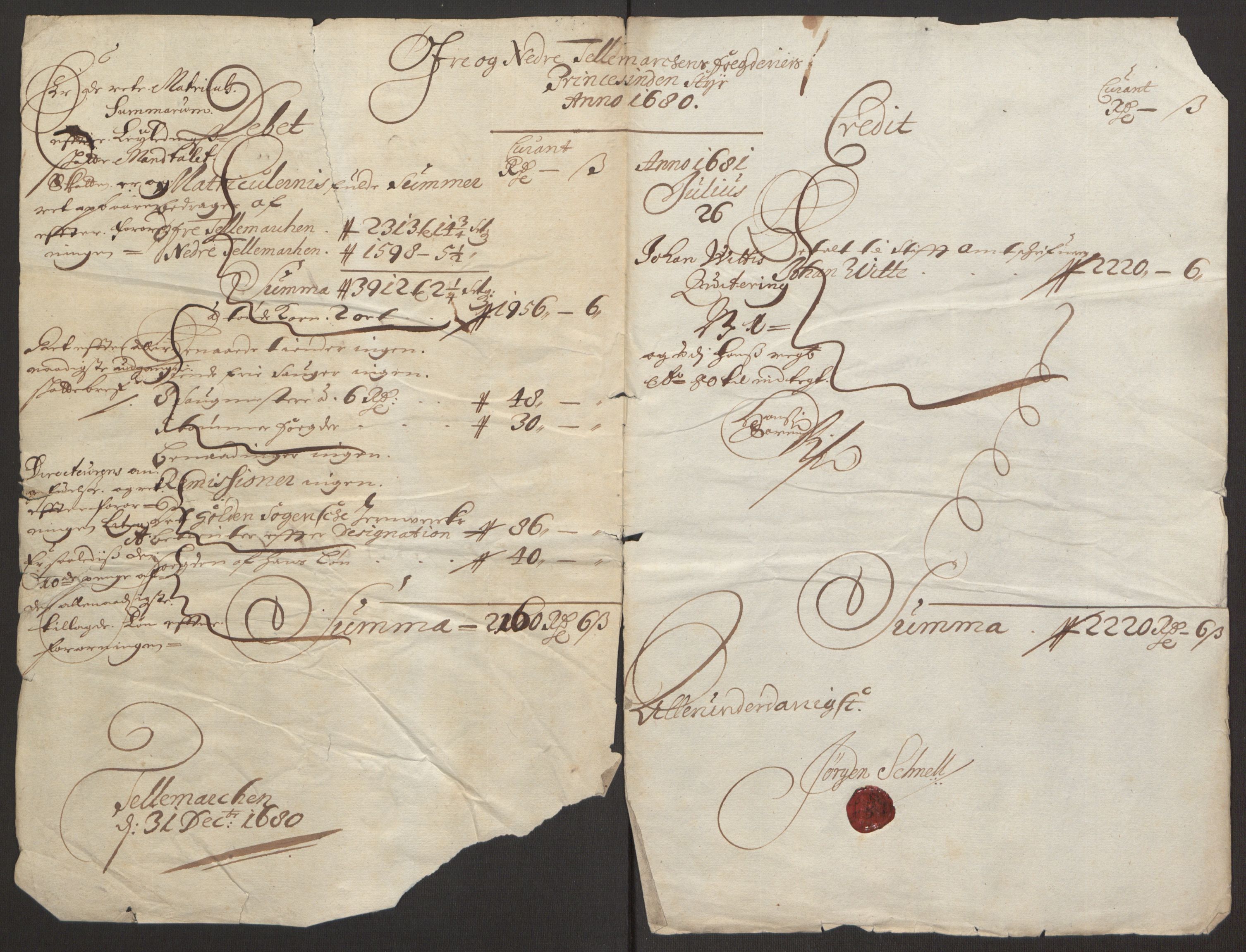 Rentekammeret inntil 1814, Reviderte regnskaper, Fogderegnskap, RA/EA-4092/R35/L2076: Fogderegnskap Øvre og Nedre Telemark, 1680-1684, p. 241