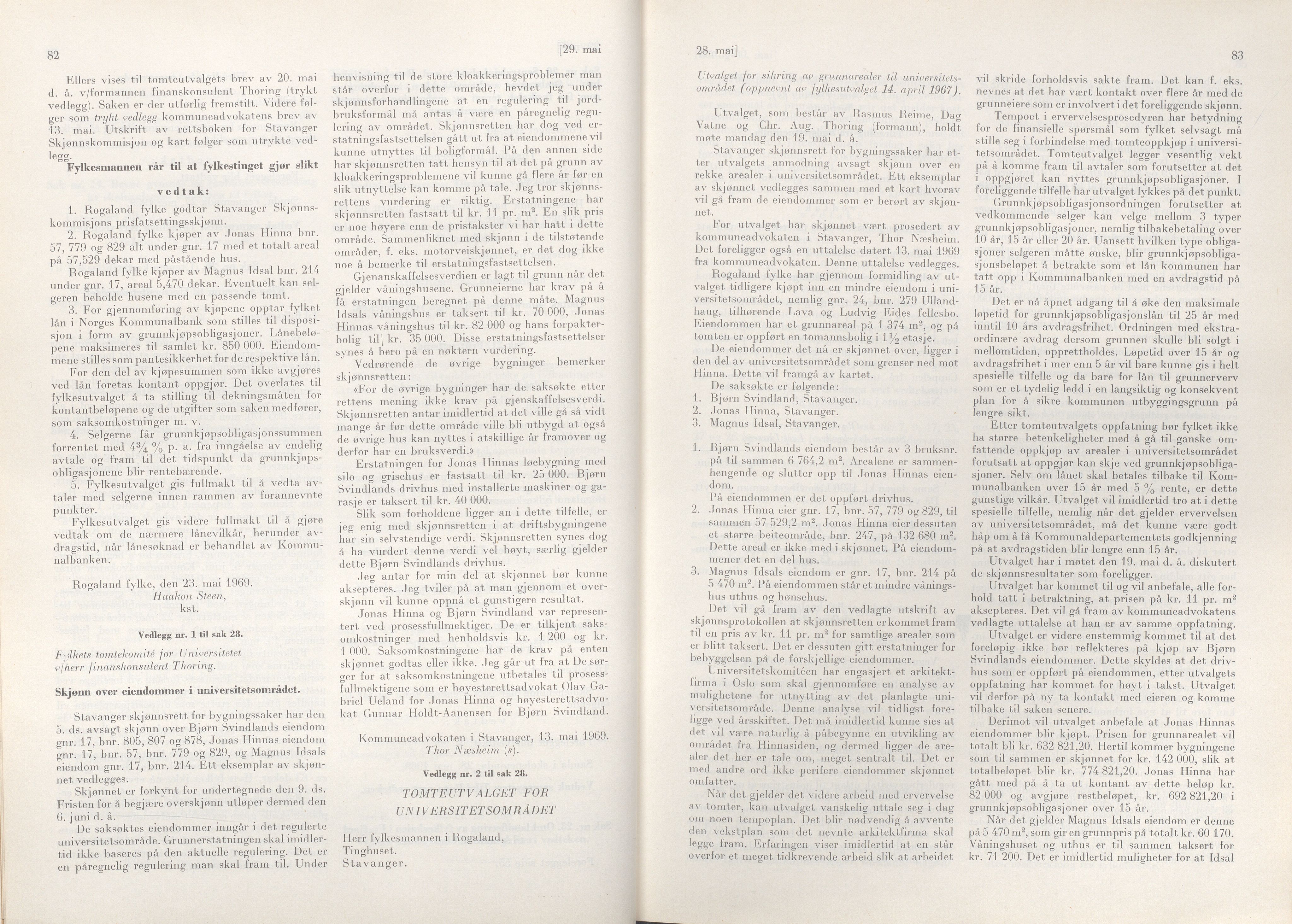 Rogaland fylkeskommune - Fylkesrådmannen , IKAR/A-900/A/Aa/Aaa/L0089: Møtebok , 1969, p. 82-83