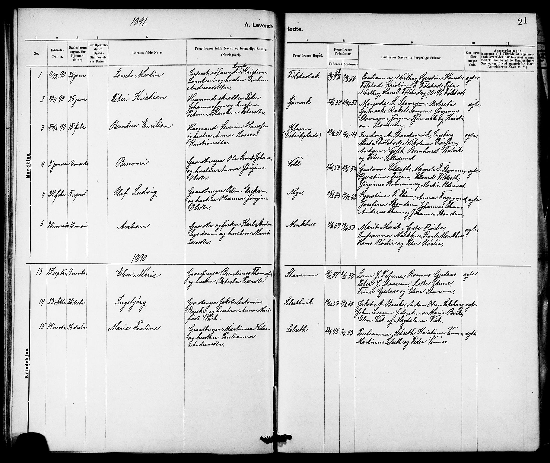 Ministerialprotokoller, klokkerbøker og fødselsregistre - Nord-Trøndelag, AV/SAT-A-1458/744/L0423: Parish register (copy) no. 744C02, 1886-1905, p. 21