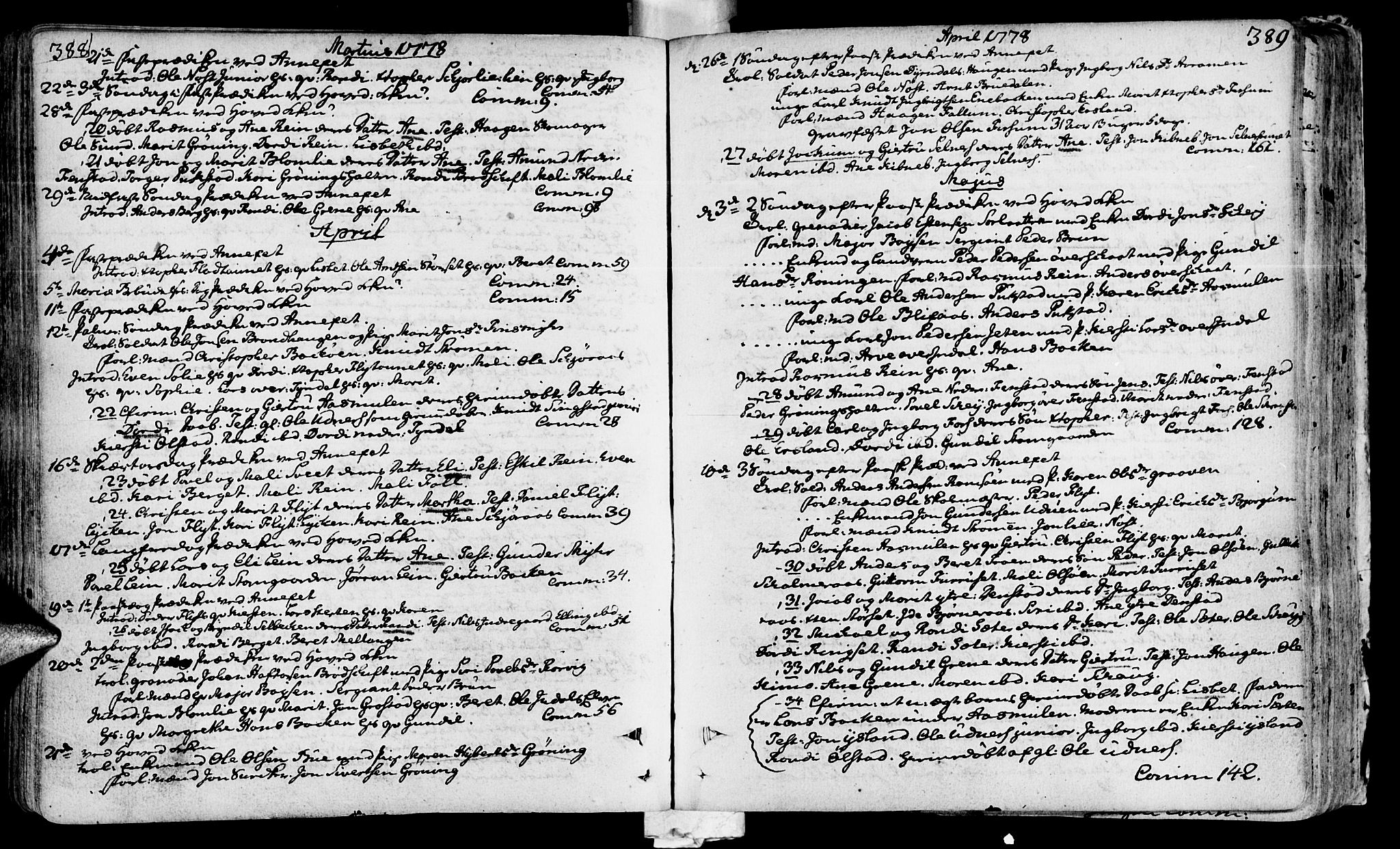 Ministerialprotokoller, klokkerbøker og fødselsregistre - Sør-Trøndelag, SAT/A-1456/646/L0605: Parish register (official) no. 646A03, 1751-1790, p. 388-389