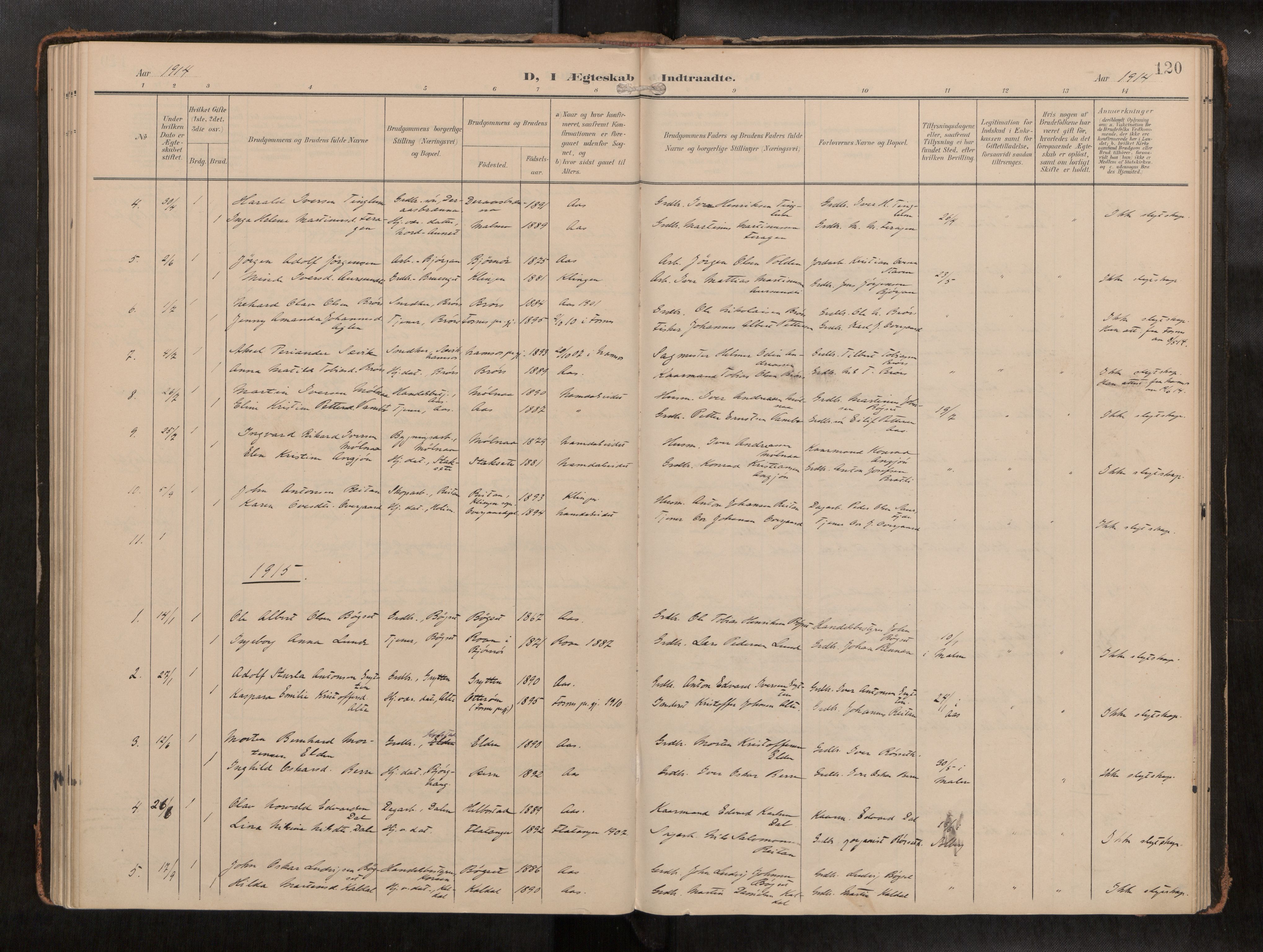 Ministerialprotokoller, klokkerbøker og fødselsregistre - Nord-Trøndelag, SAT/A-1458/742/L0409a: Parish register (official) no. 742A03, 1906-1924, p. 120