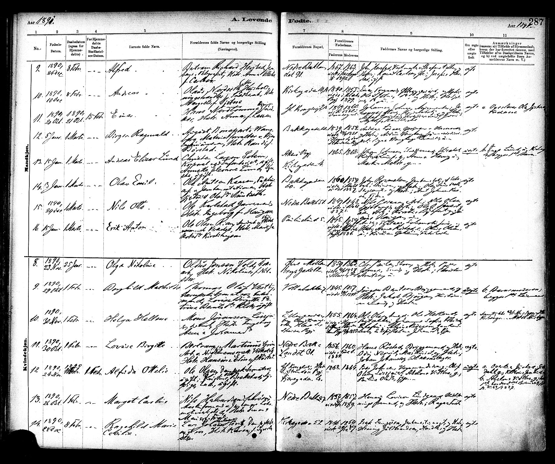 Ministerialprotokoller, klokkerbøker og fødselsregistre - Sør-Trøndelag, SAT/A-1456/604/L0188: Parish register (official) no. 604A09, 1878-1892, p. 287