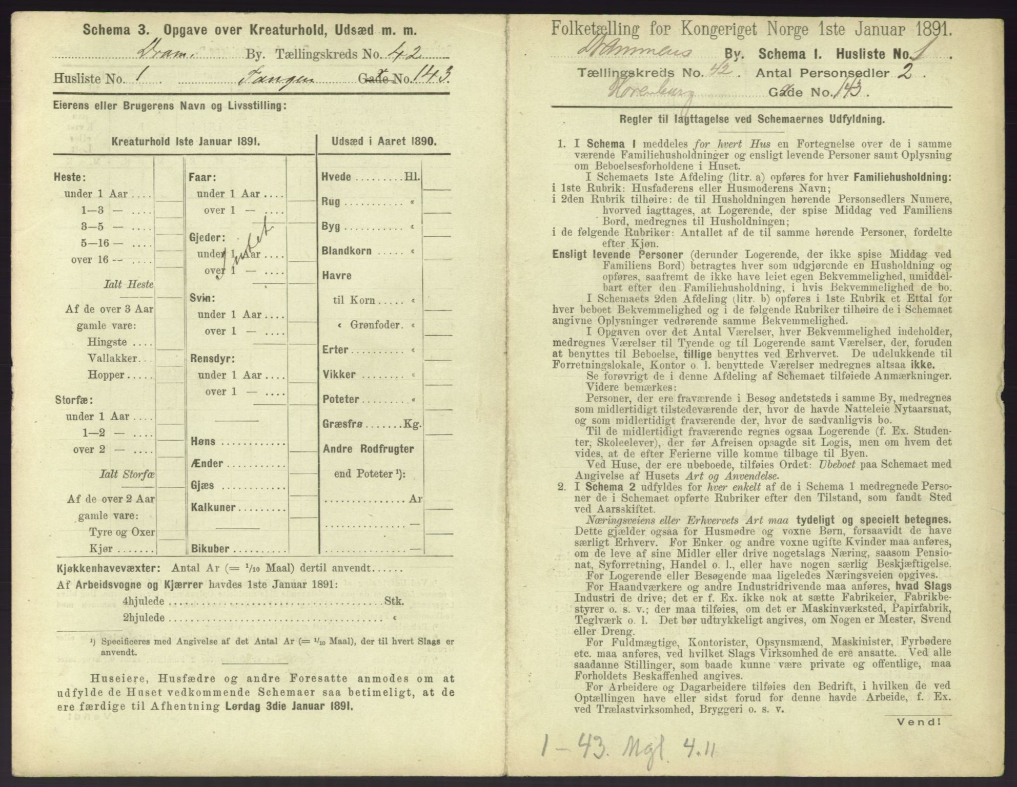 RA, 1891 census for 0602 Drammen, 1891, p. 3717