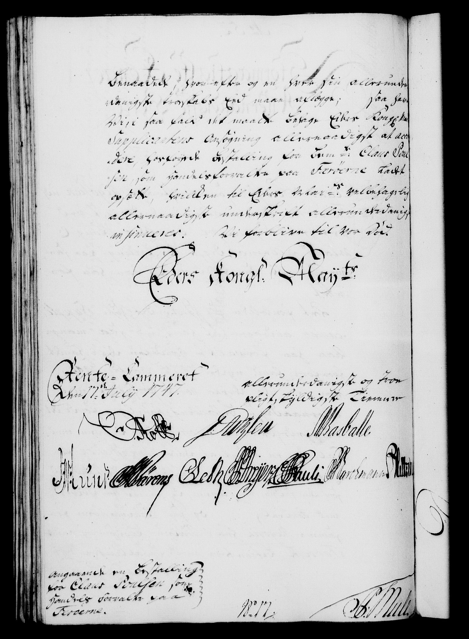 Rentekammeret, Kammerkanselliet, AV/RA-EA-3111/G/Gf/Gfa/L0029: Norsk relasjons- og resolusjonsprotokoll (merket RK 52.29), 1746-1747, p. 467