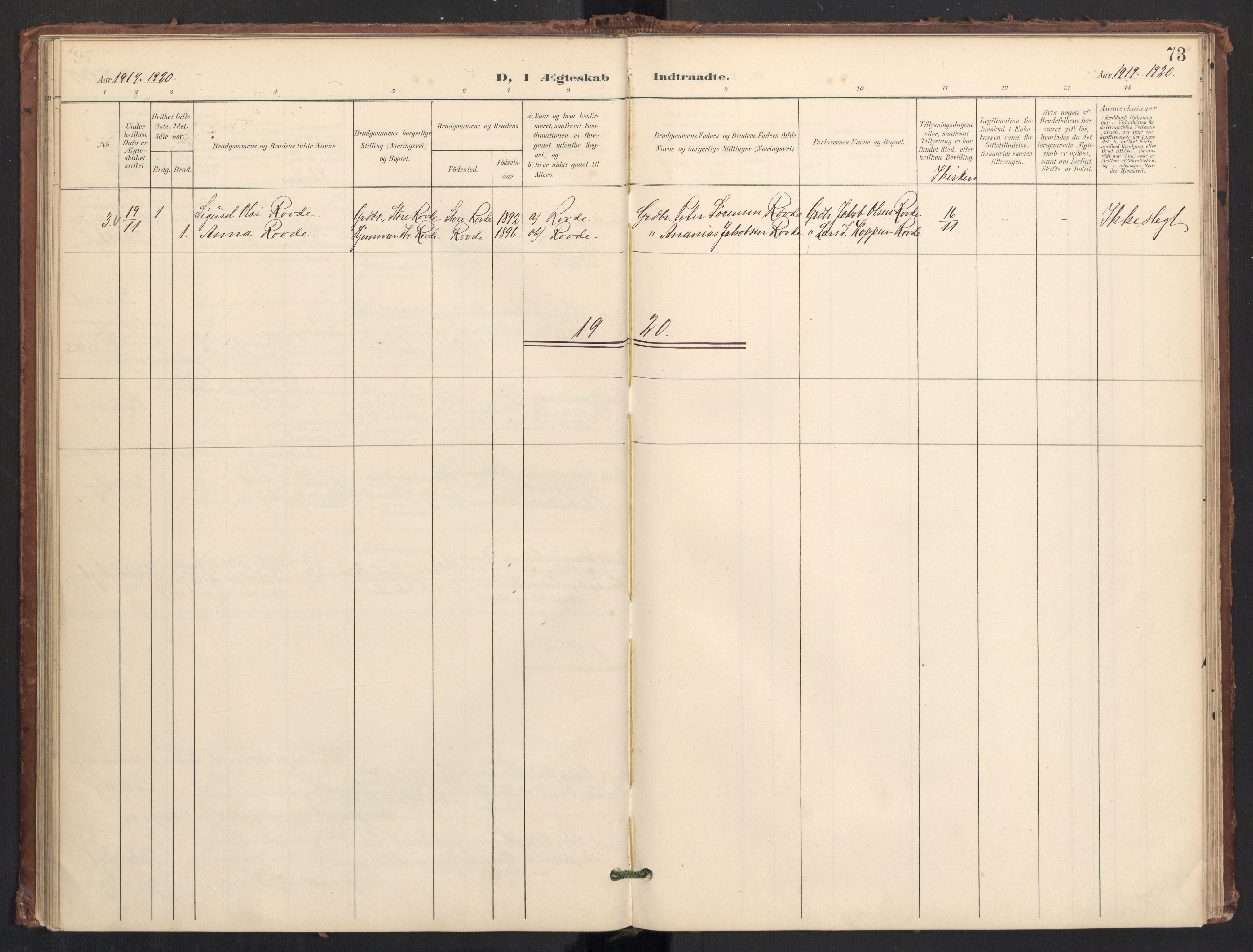 Ministerialprotokoller, klokkerbøker og fødselsregistre - Møre og Romsdal, SAT/A-1454/504/L0057: Parish register (official) no. 504A04, 1902-1919, p. 73