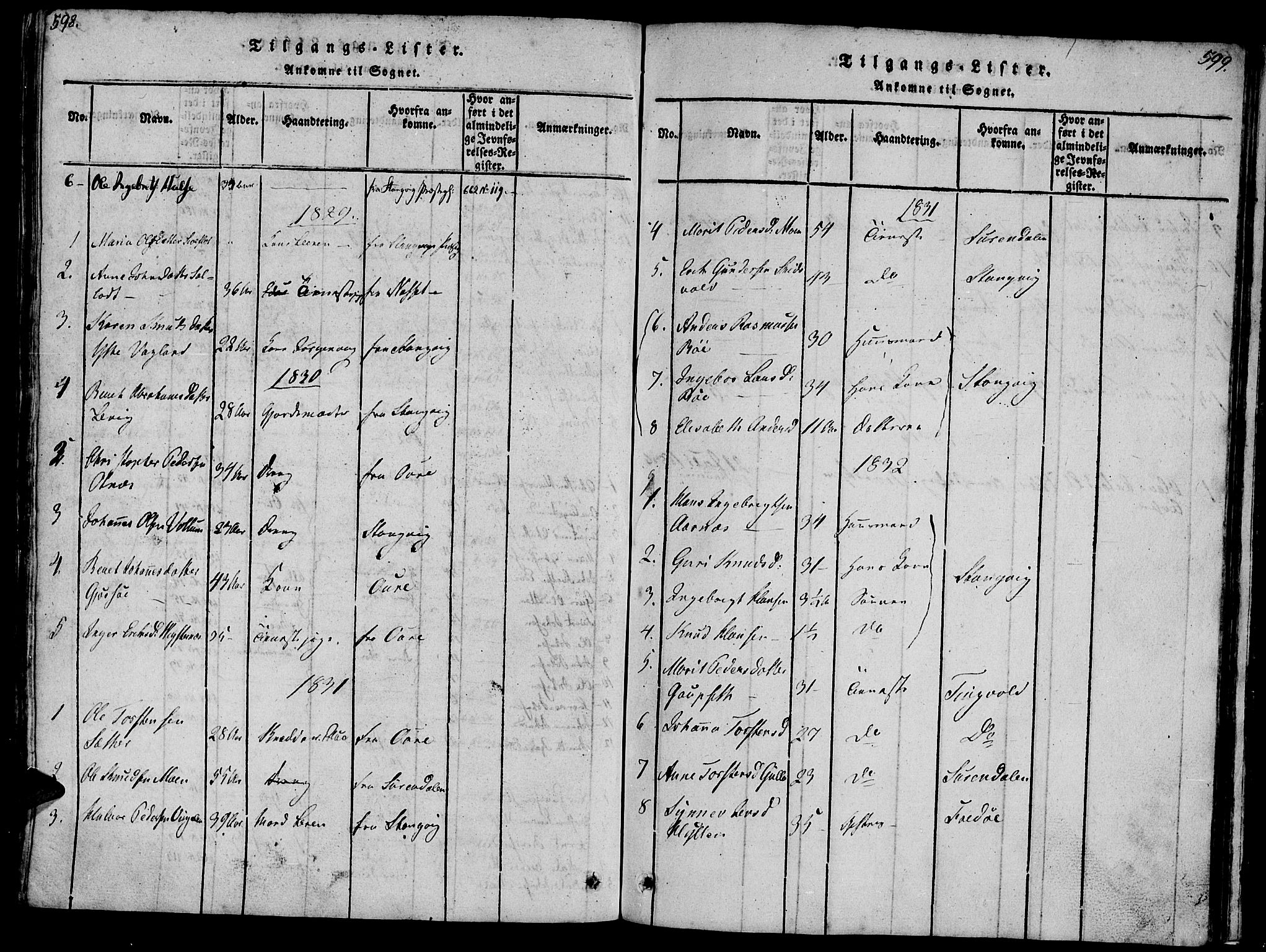 Ministerialprotokoller, klokkerbøker og fødselsregistre - Møre og Romsdal, SAT/A-1454/581/L0933: Parish register (official) no. 581A03 /1, 1819-1836, p. 598-599