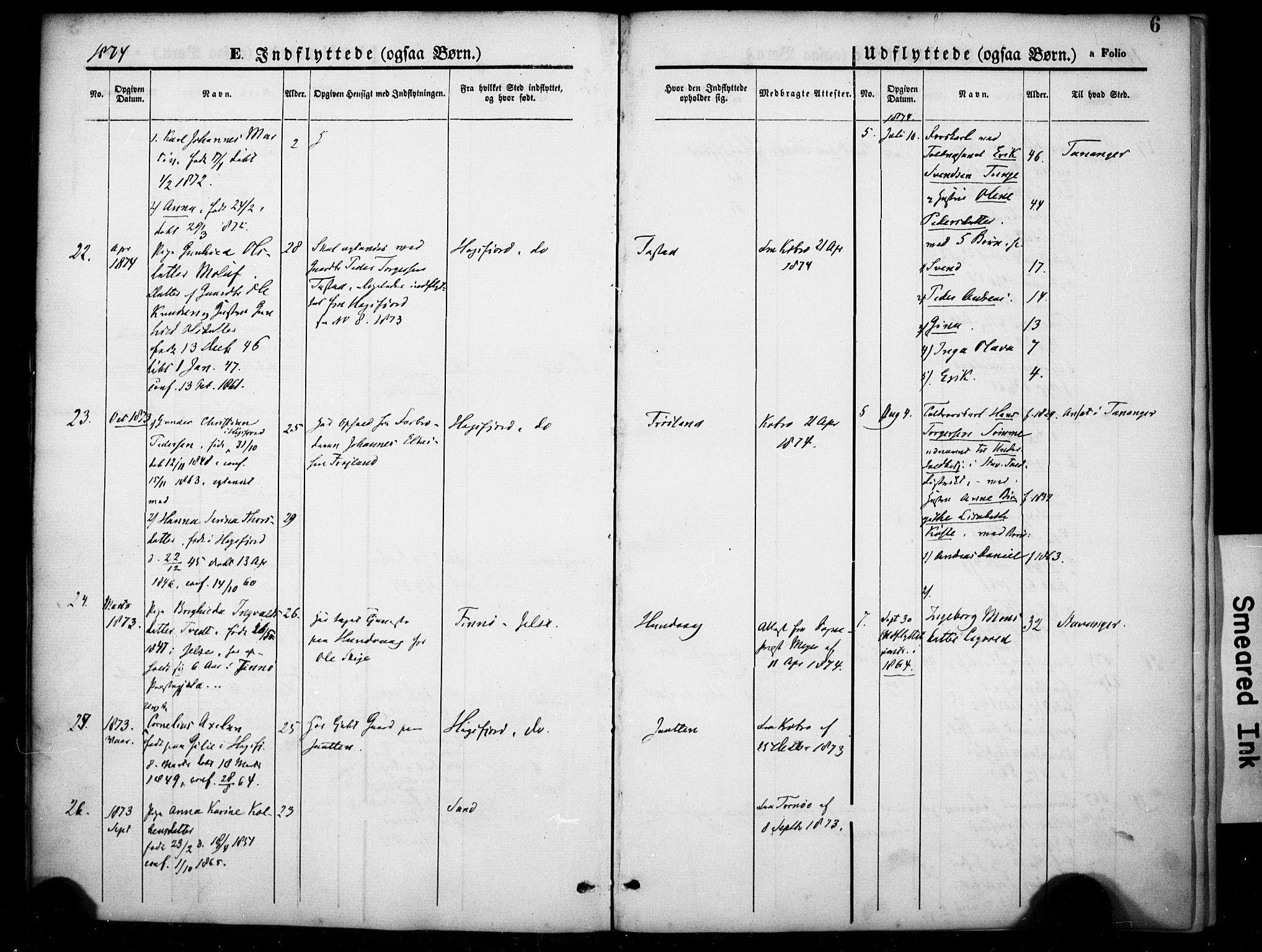 Hetland sokneprestkontor, AV/SAST-A-101826/30/30BA/L0007: Parish register (official) no. A 7, 1870-1924, p. 6