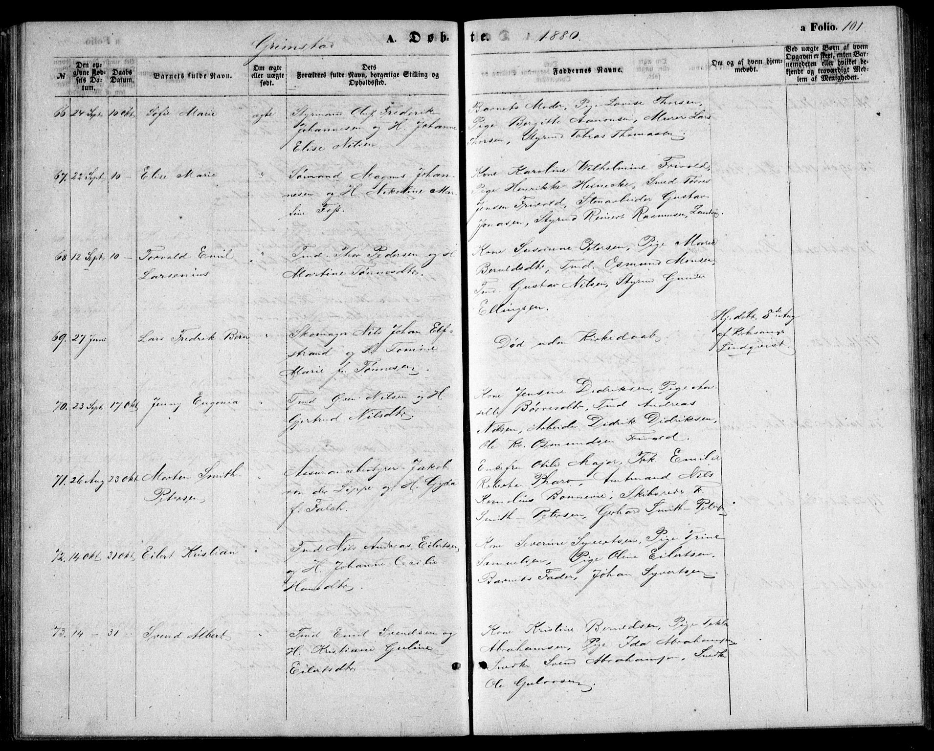 Fjære sokneprestkontor, AV/SAK-1111-0011/F/Fb/L0009: Parish register (copy) no. B 9, 1867-1870, p. 101