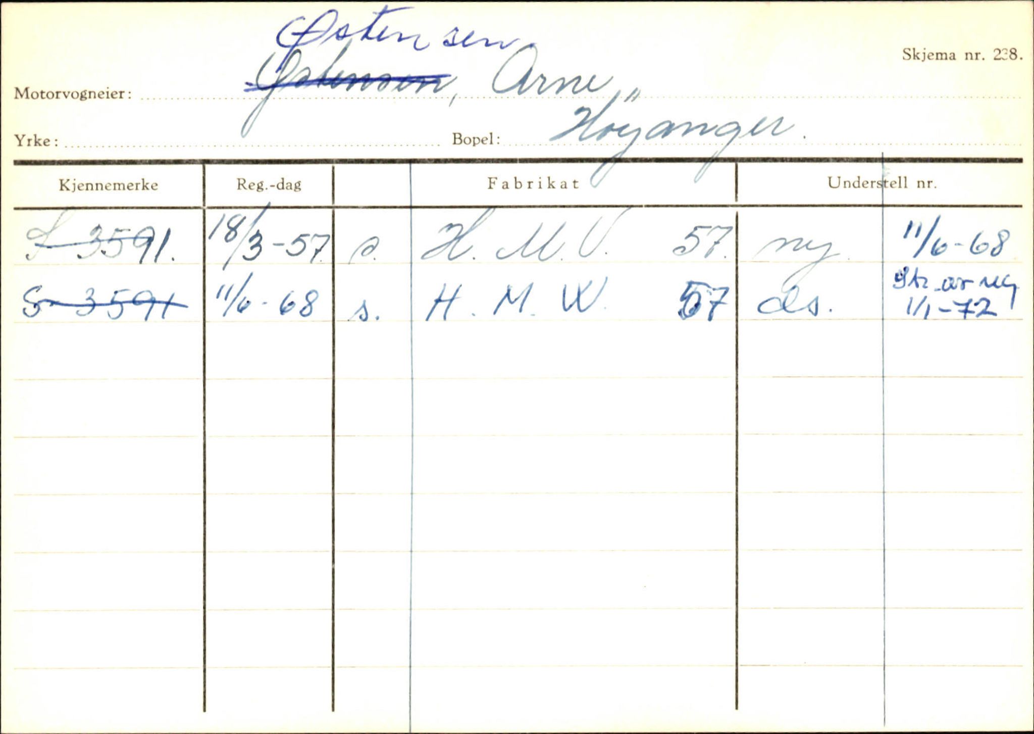 Statens vegvesen, Sogn og Fjordane vegkontor, AV/SAB-A-5301/4/F/L0131: Eigarregister Høyanger P-Å. Stryn S-Å, 1945-1975, p. 1006