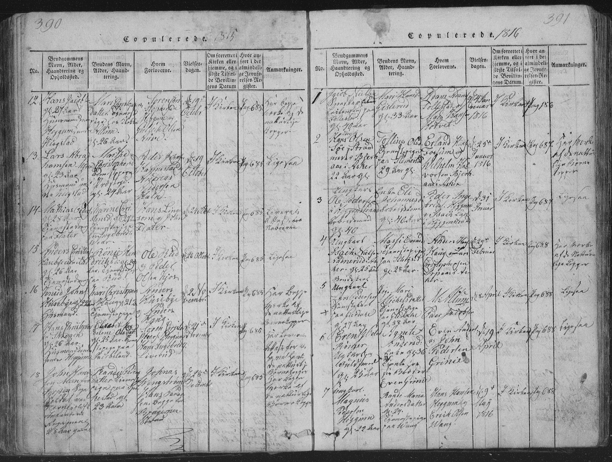Røyken kirkebøker, SAKO/A-241/G/Ga/L0003: Parish register (copy) no. 3, 1814-1856, p. 390-391