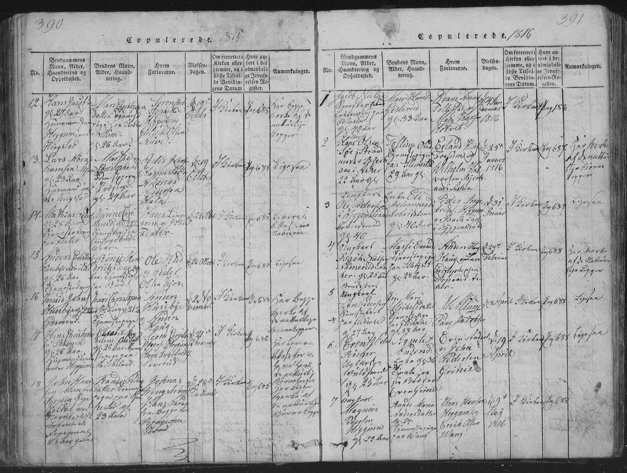 Røyken kirkebøker, AV/SAKO-A-241/G/Ga/L0003: Parish register (copy) no. 3, 1814-1856, p. 390-391