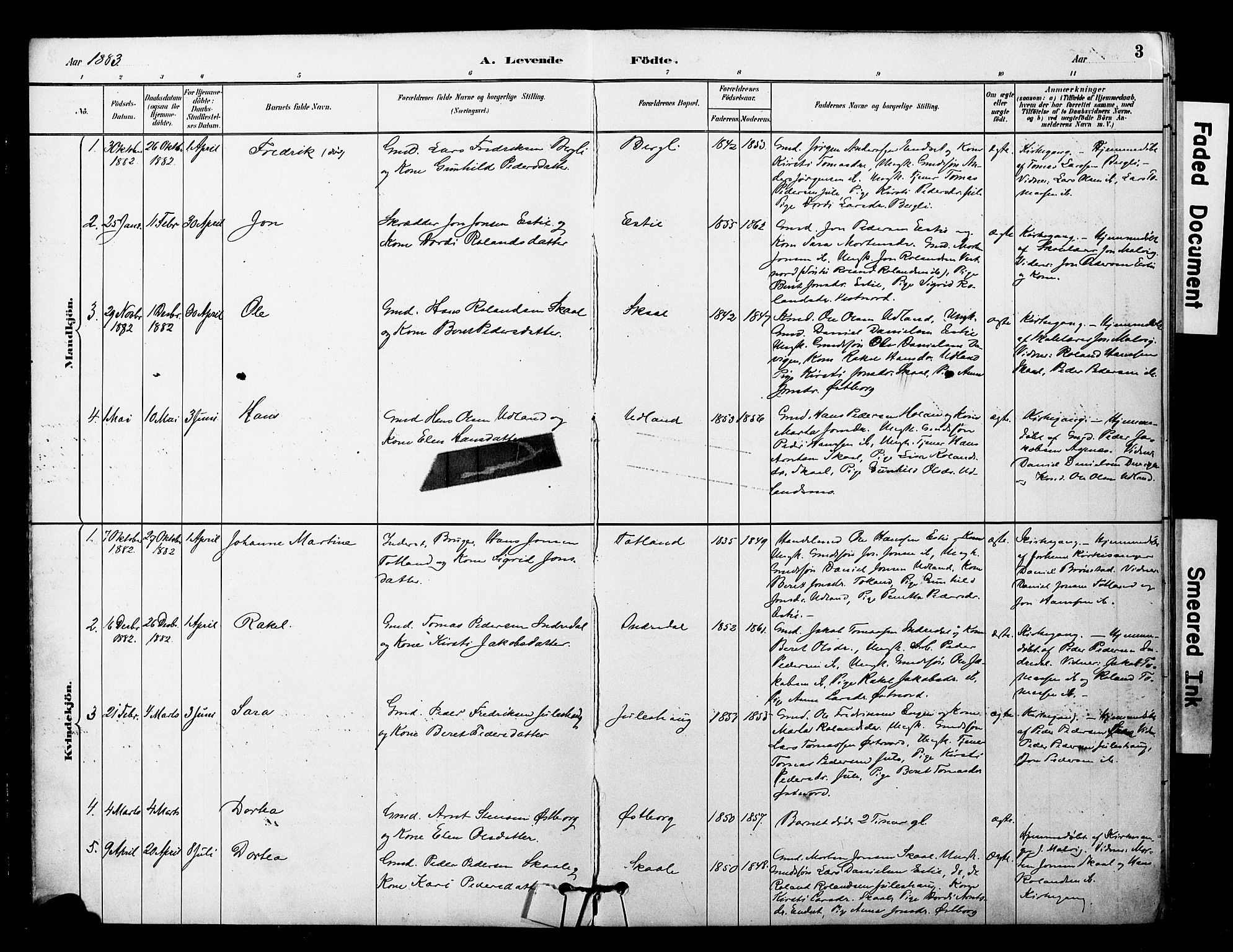 Ministerialprotokoller, klokkerbøker og fødselsregistre - Nord-Trøndelag, SAT/A-1458/757/L0505: Parish register (official) no. 757A01, 1882-1904, p. 3