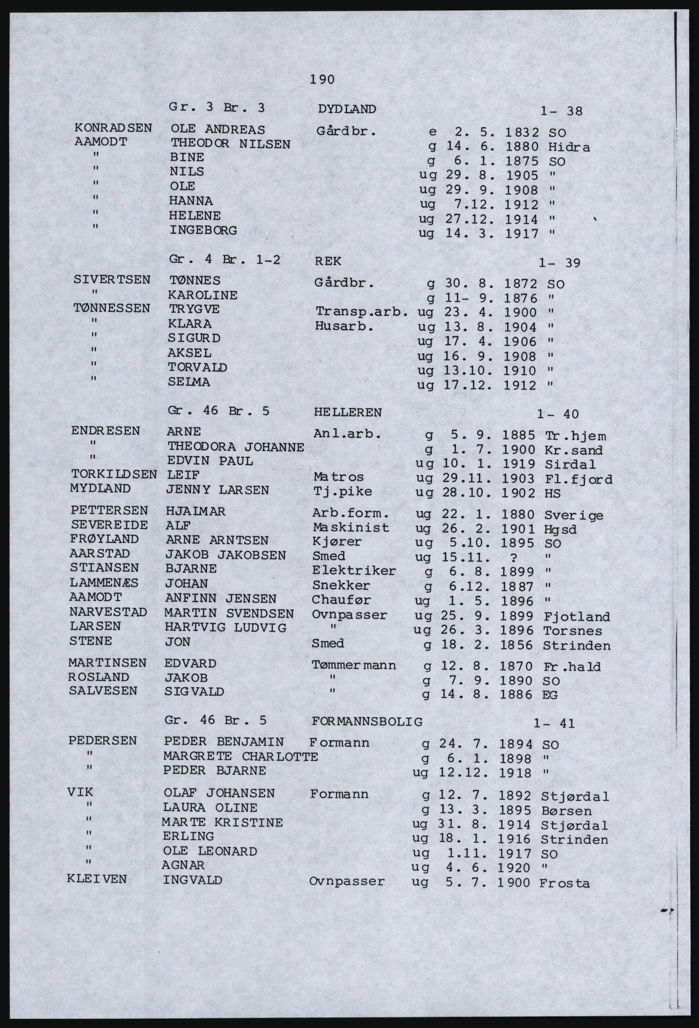 SAST, Copy of 1920 census for Dalane, 1920, p. 644