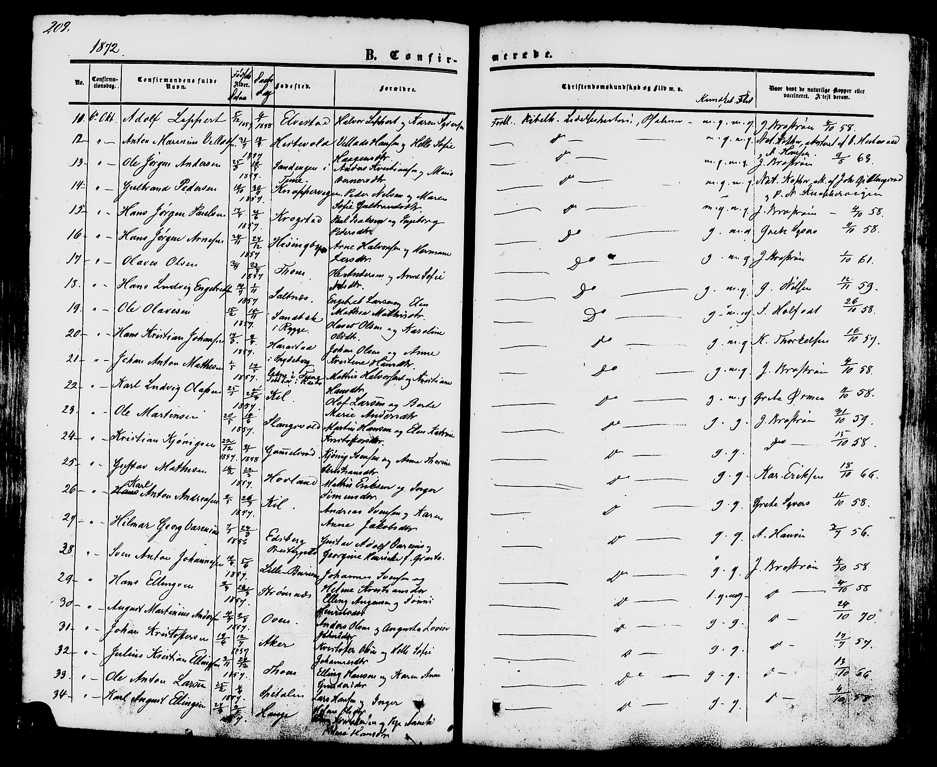 Råde prestekontor kirkebøker, AV/SAO-A-2009/F/Fa/L0006: Parish register (official) no. 6, 1854-1877, p. 209