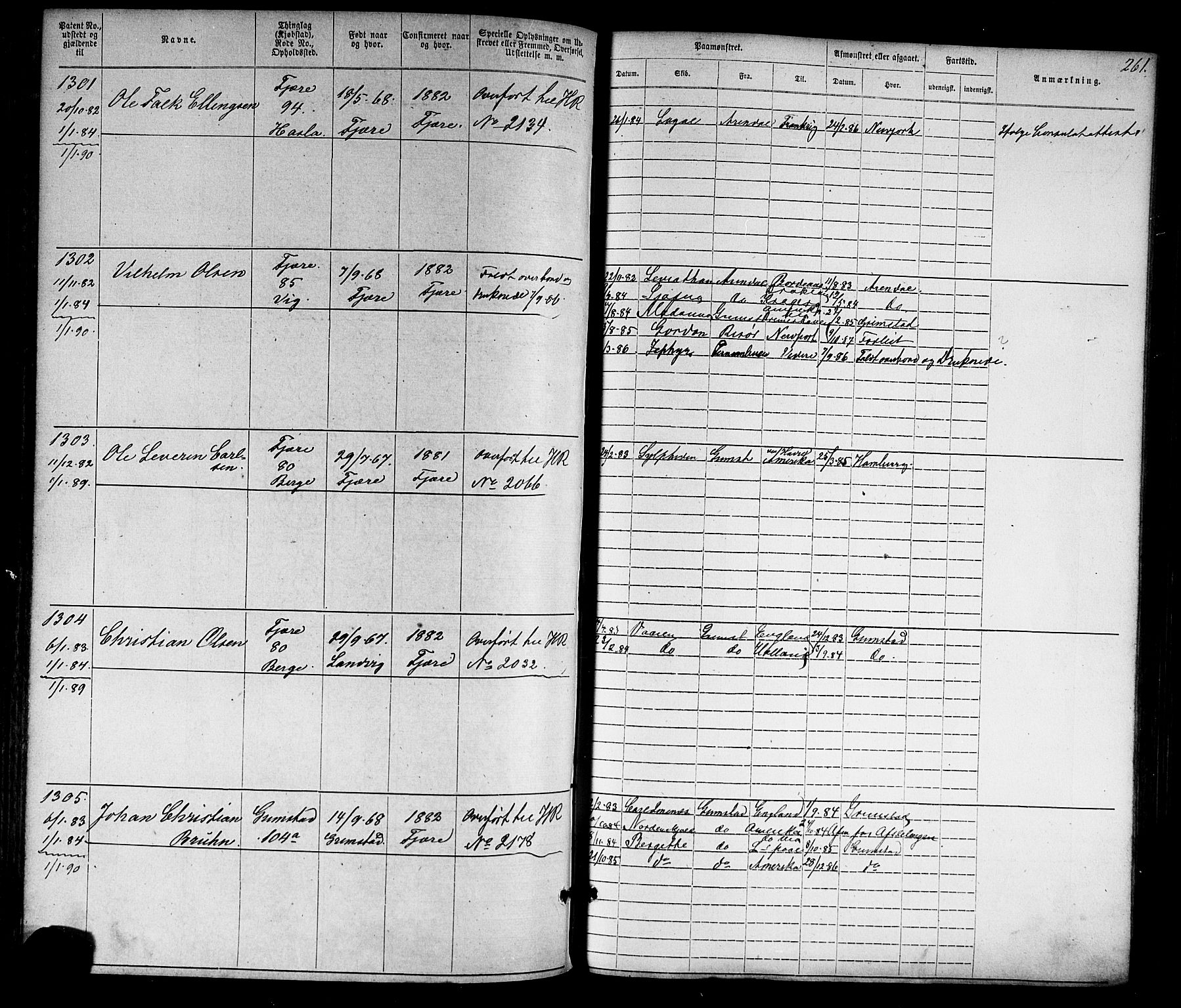 Grimstad mønstringskrets, SAK/2031-0013/F/Fa/L0005: Annotasjonsrulle nr 1-1910 med register, V-18, 1870-1892, p. 295