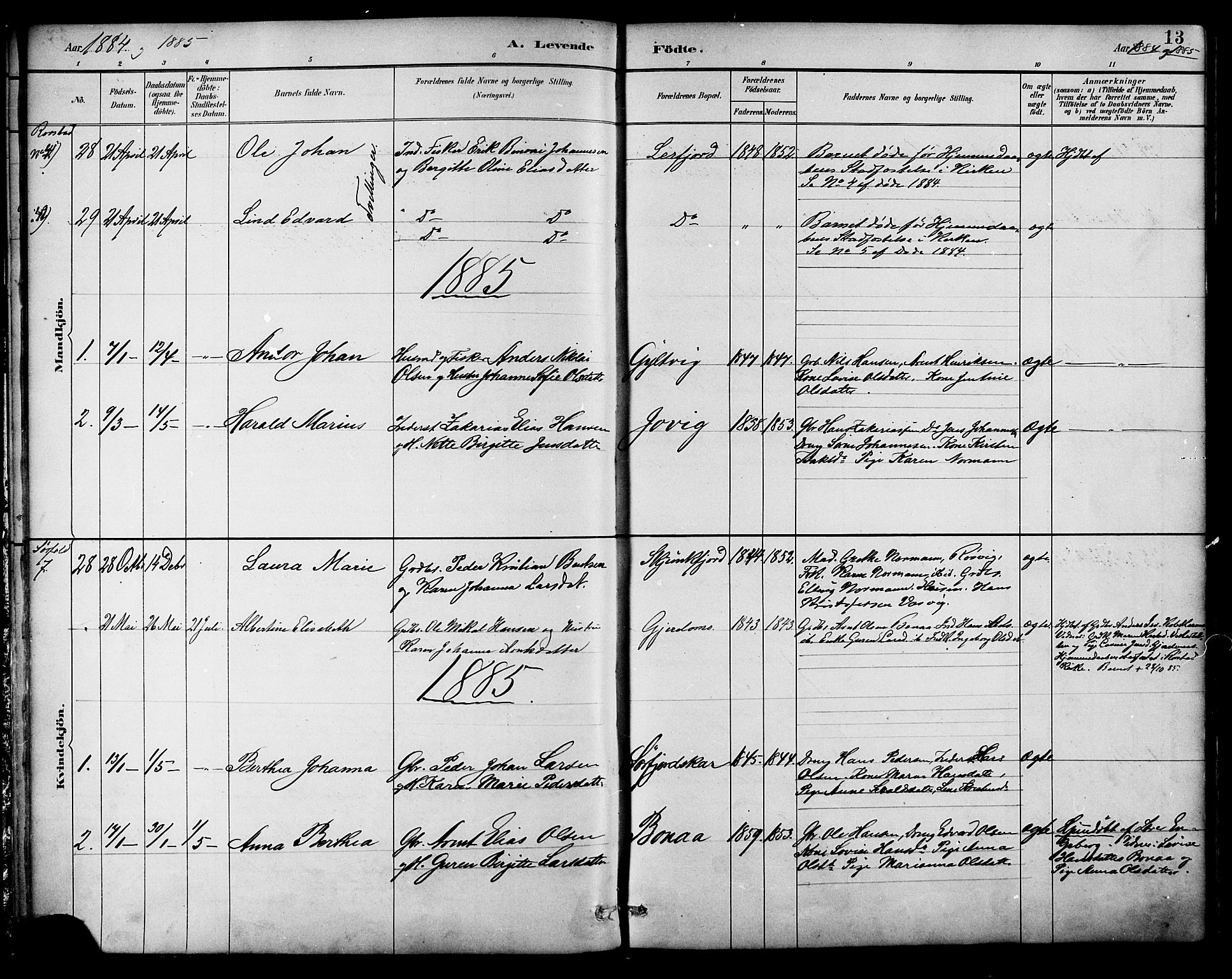 Ministerialprotokoller, klokkerbøker og fødselsregistre - Nordland, SAT/A-1459/854/L0777: Parish register (official) no. 854A01 /1, 1883-1891, p. 13