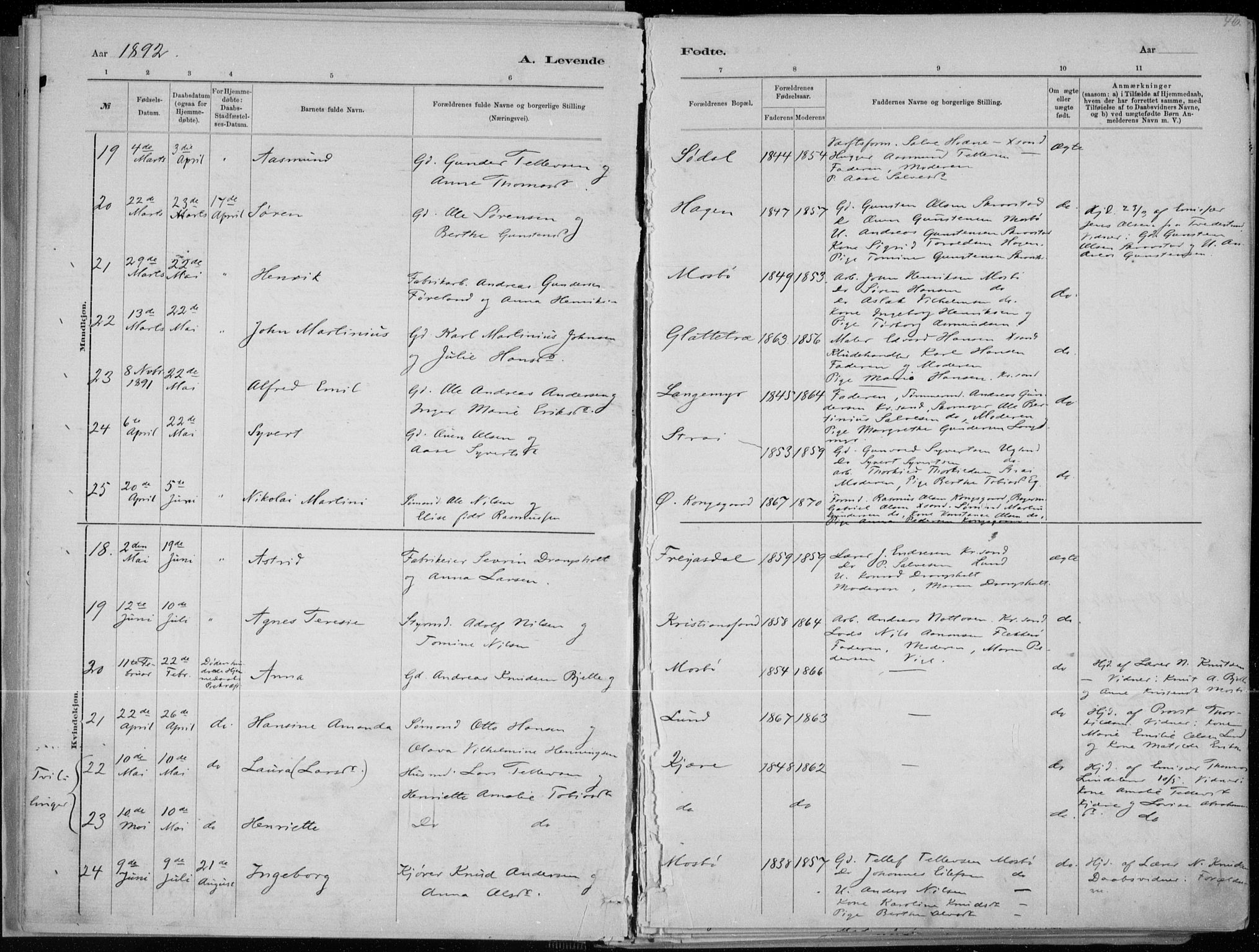 Oddernes sokneprestkontor, SAK/1111-0033/F/Fa/Faa/L0009: Parish register (official) no. A 9, 1884-1896, p. 46