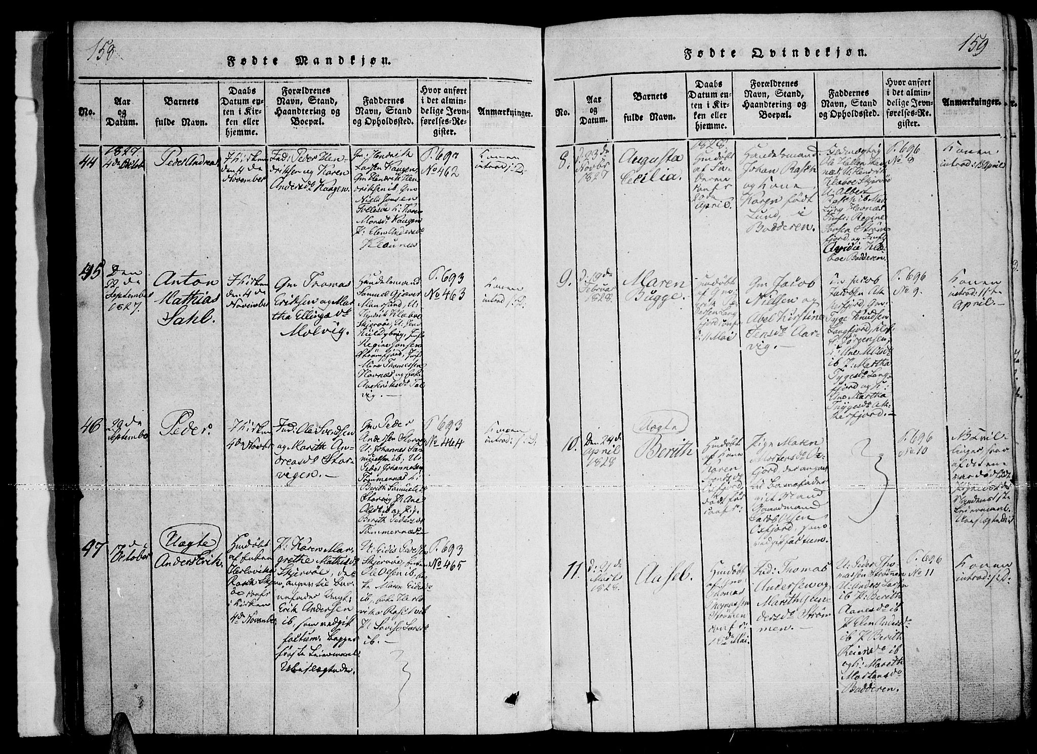 Skjervøy sokneprestkontor, AV/SATØ-S-1300/H/Ha/Haa/L0004kirke: Parish register (official) no. 4, 1820-1838, p. 158-159