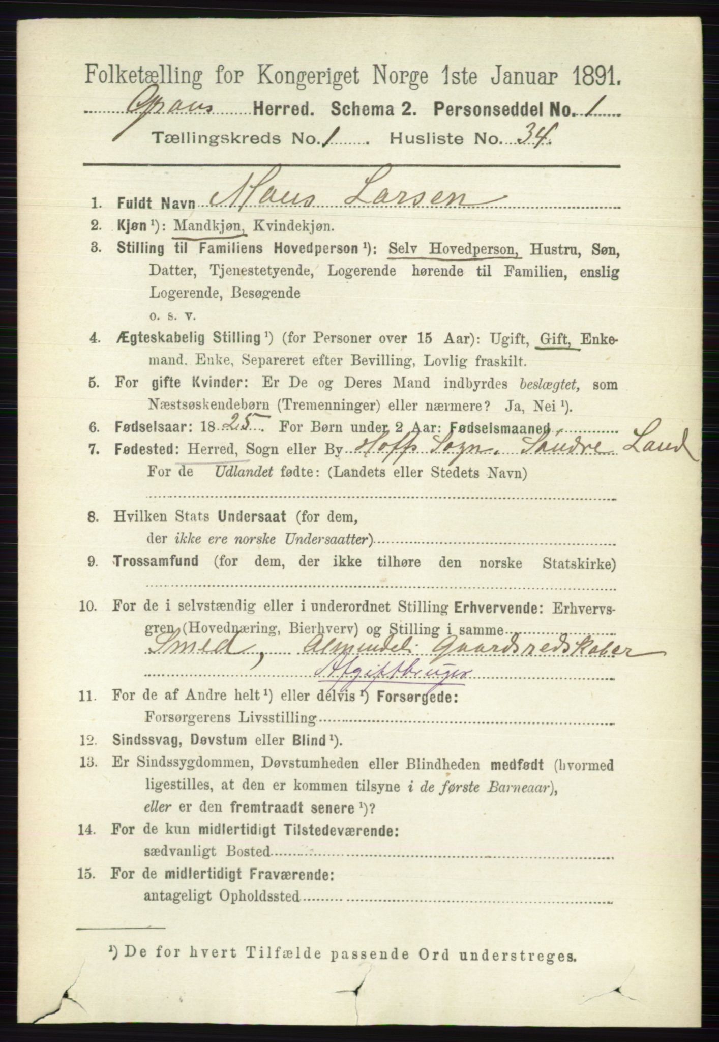 RA, 1891 census for 0534 Gran, 1891, p. 273