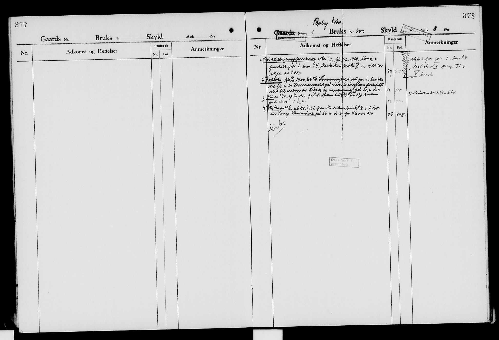 Nord-Hedmark sorenskriveri, SAH/TING-012/H/Ha/Had/Hade/L0007: Mortgage register no. 4.7, 1924-1940, p. 377-378