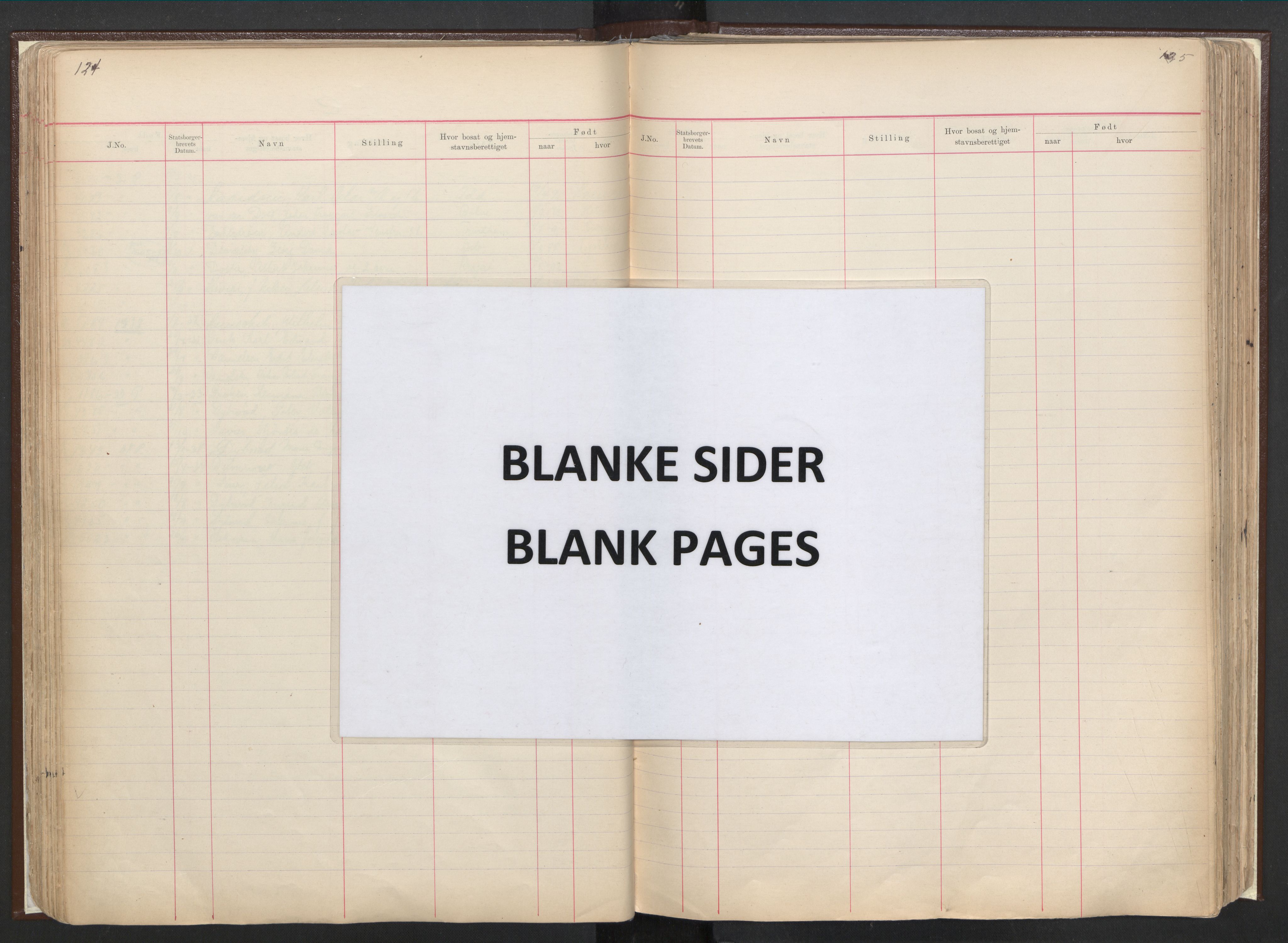 Justisdepartementet, 3. politikontor P3, AV/RA-S-1051/C/Cc/L0001: Journal over statsborgersaker, 1891-1946, p. 124-125