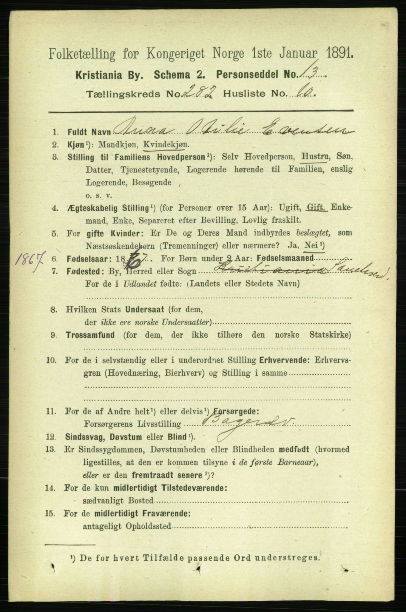 RA, 1891 census for 0301 Kristiania, 1891, p. 171895