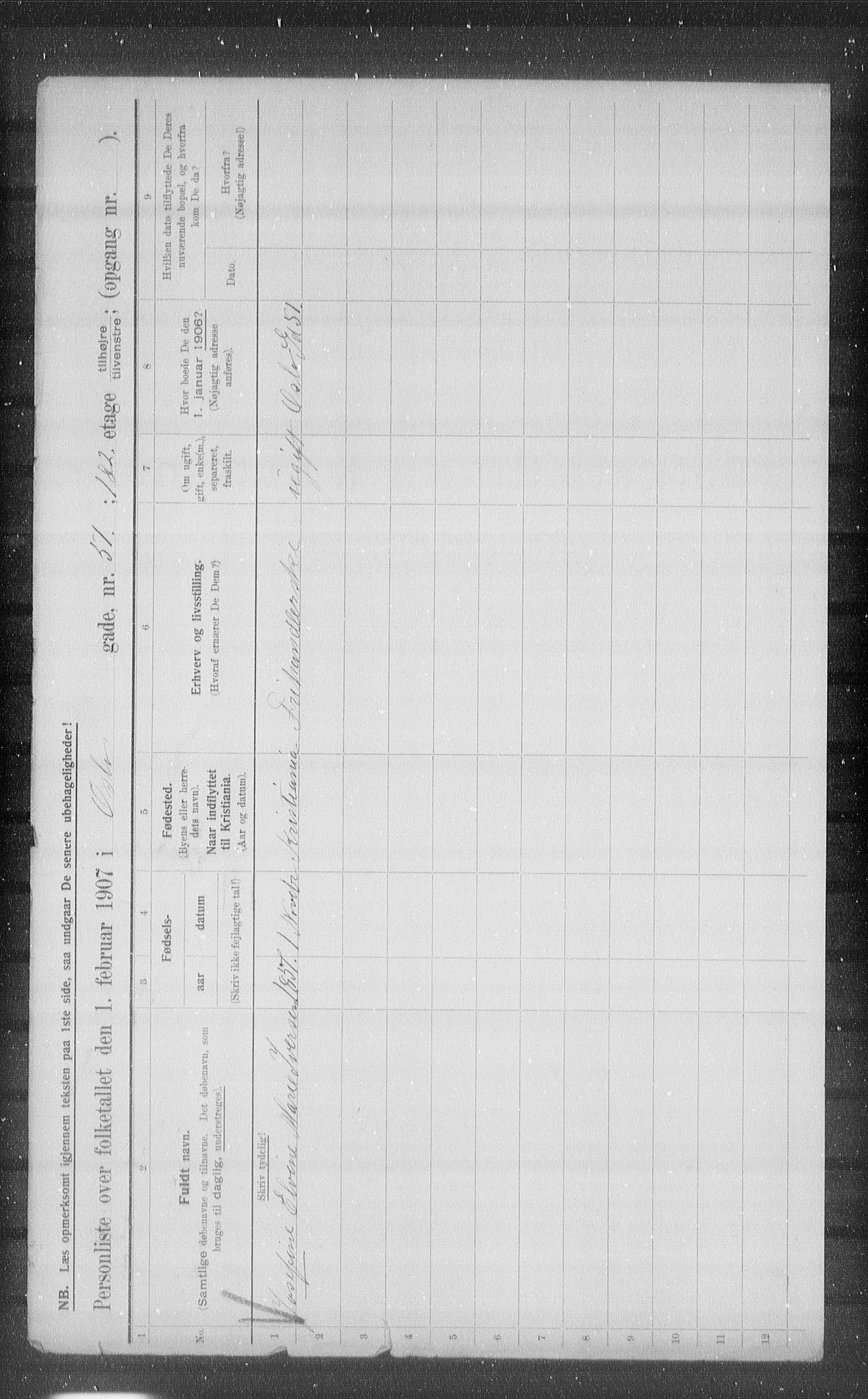 OBA, Municipal Census 1907 for Kristiania, 1907, p. 39606