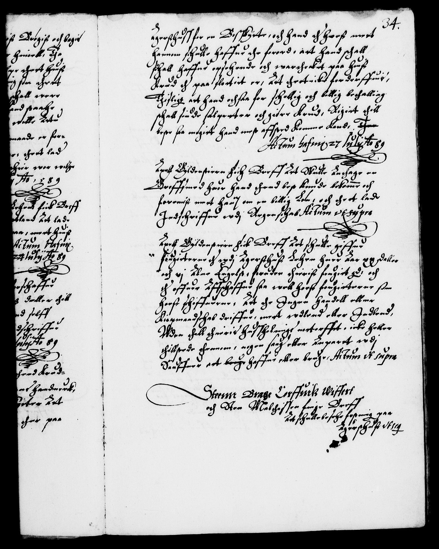 Danske Kanselli 1572-1799, AV/RA-EA-3023/F/Fc/Fca/Fcab/L0002: Norske tegnelser (mikrofilm), 1588-1596, p. 34a