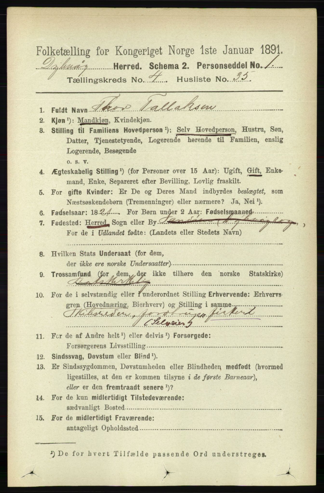 RA, 1891 census for 0915 Dypvåg, 1891, p. 1230