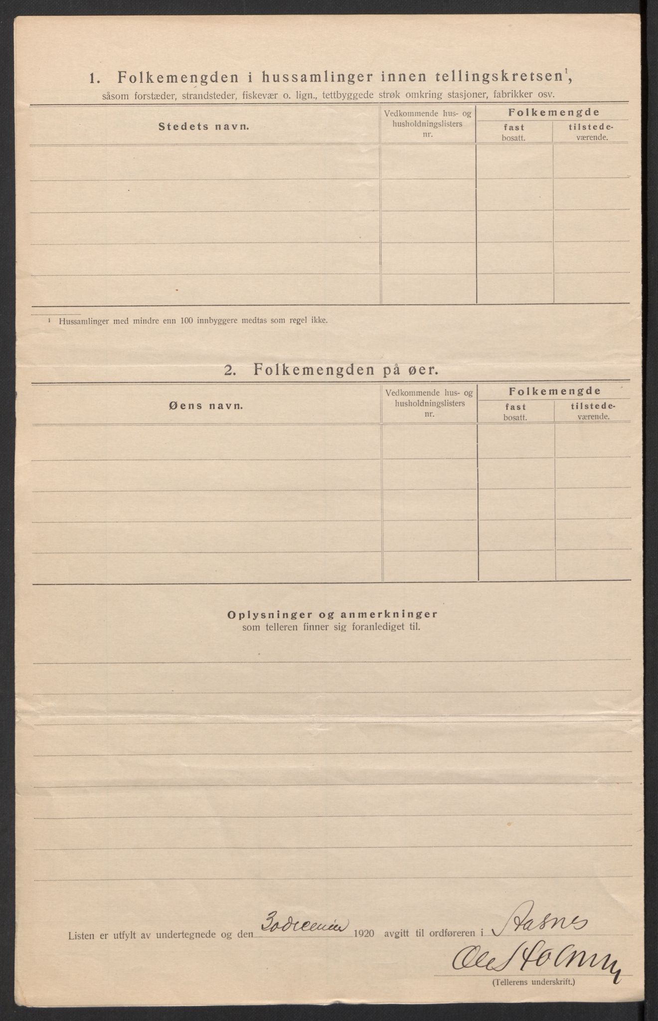 SAH, 1920 census for Åsnes, 1920, p. 11