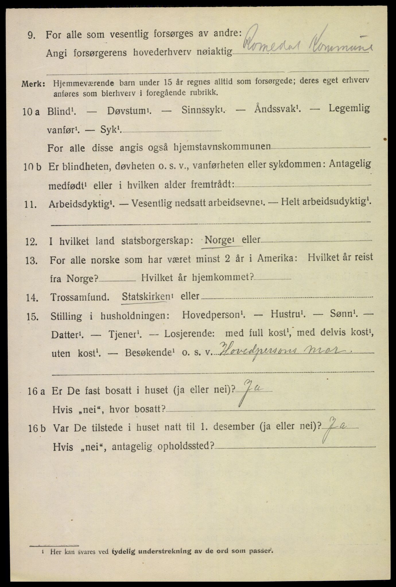 SAH, 1920 census for Romedal, 1920, p. 12936