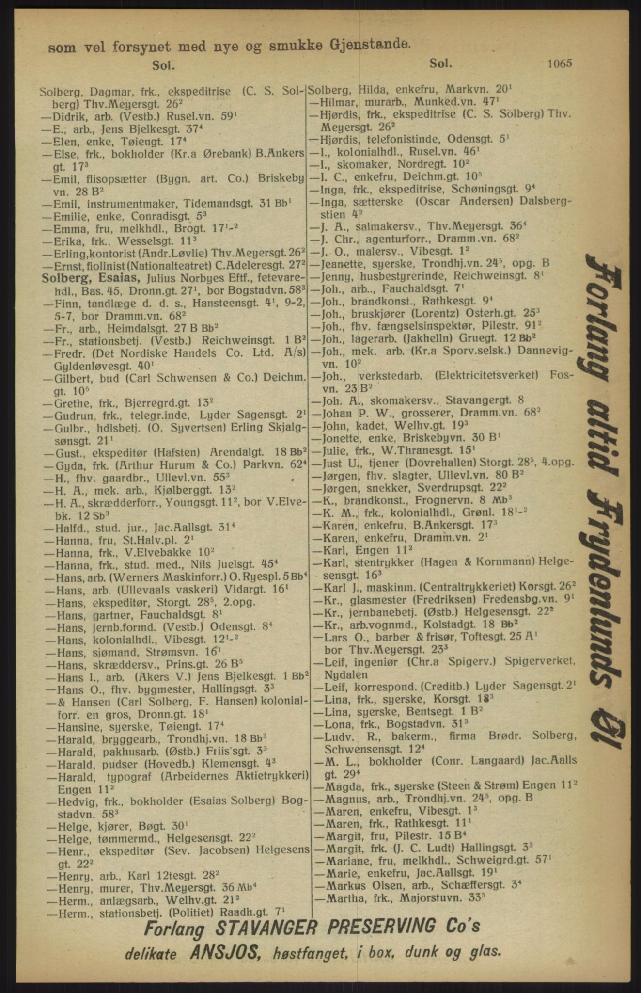 Kristiania/Oslo adressebok, PUBL/-, 1915, p. 1065