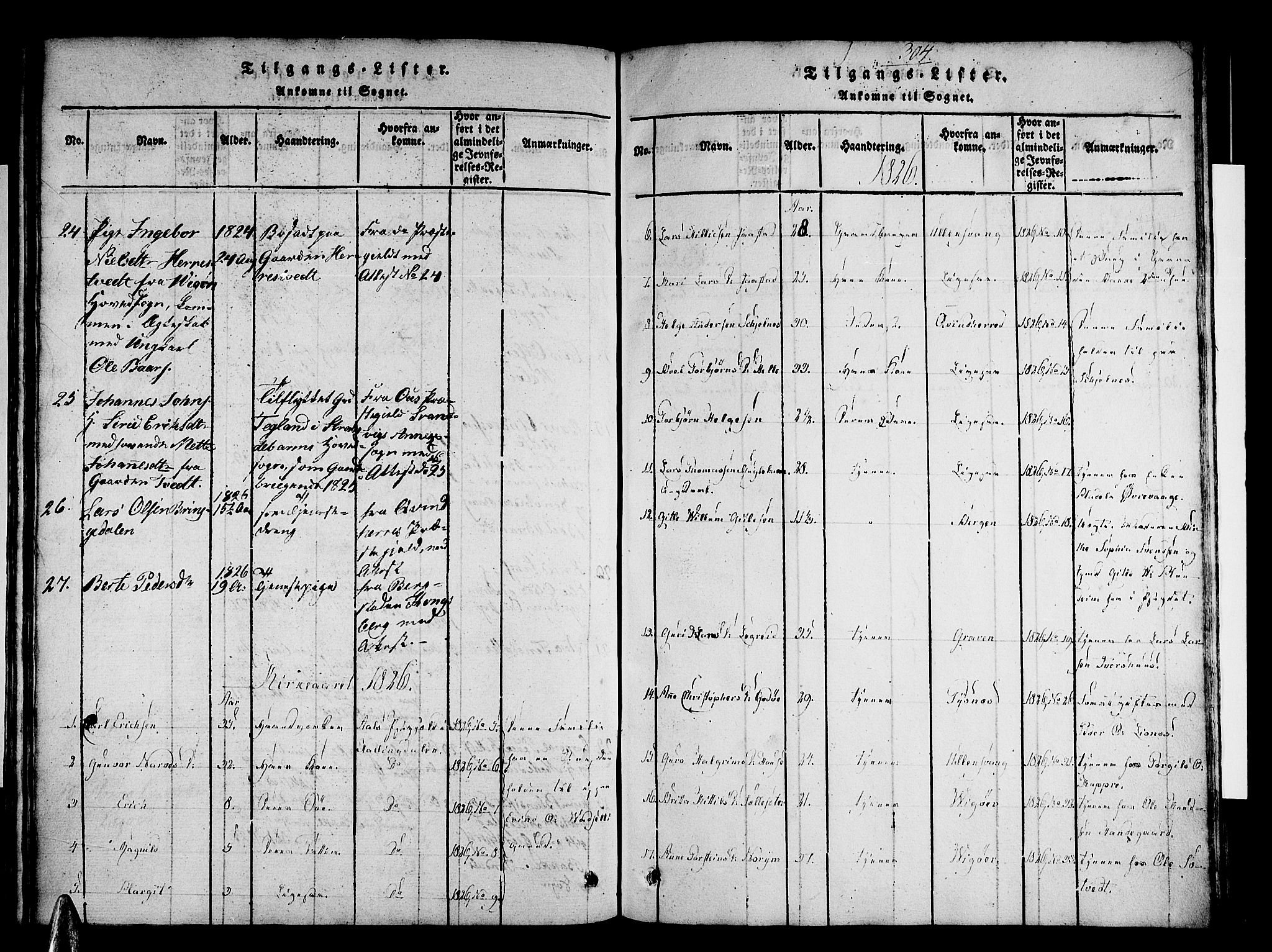 Strandebarm sokneprestembete, AV/SAB-A-78401/H/Haa: Parish register (official) no. A 5, 1816-1826, p. 304