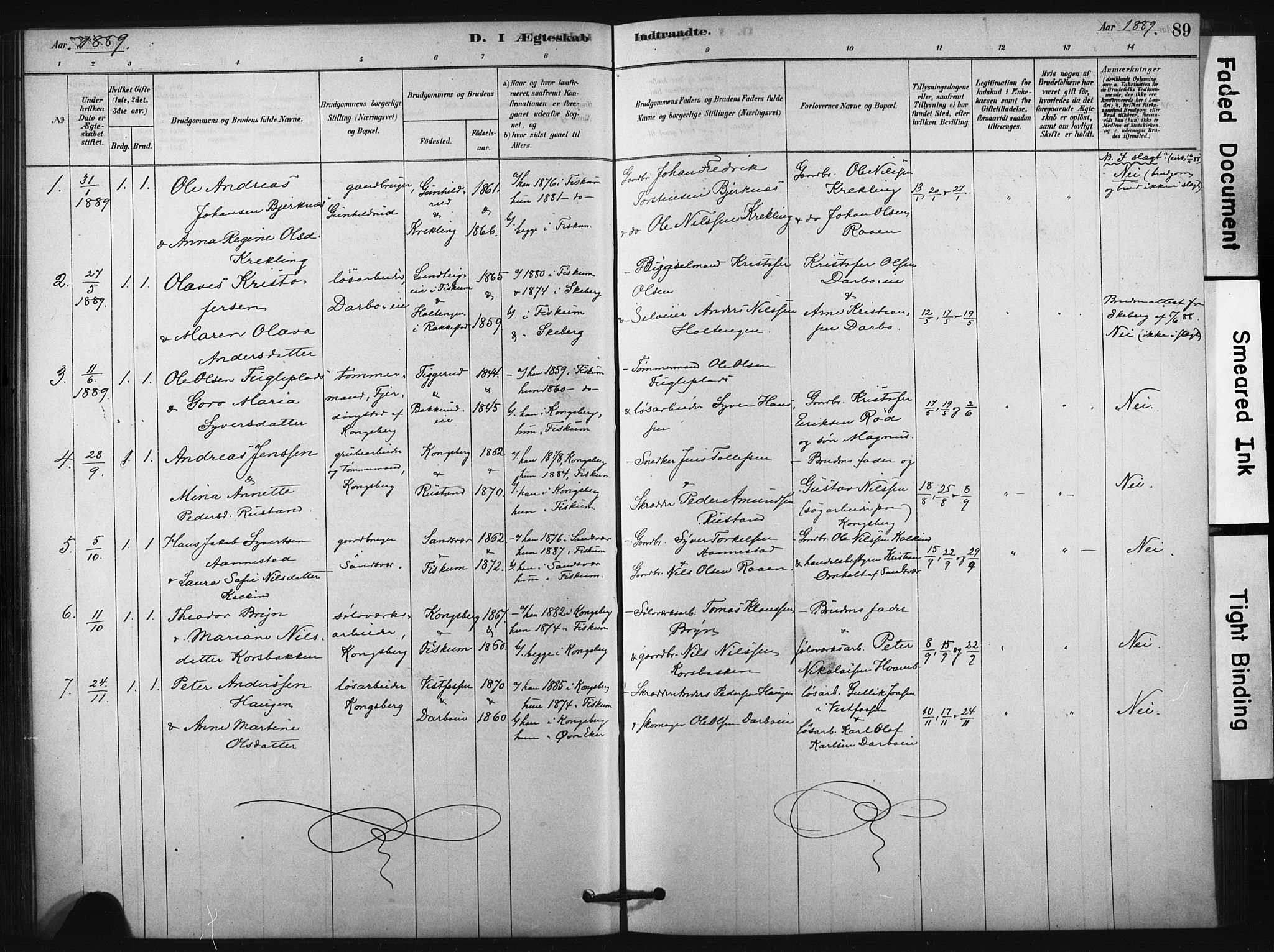 Fiskum kirkebøker, AV/SAKO-A-15/F/Fa/L0002: Parish register (official) no. 2, 1878-1890, p. 89