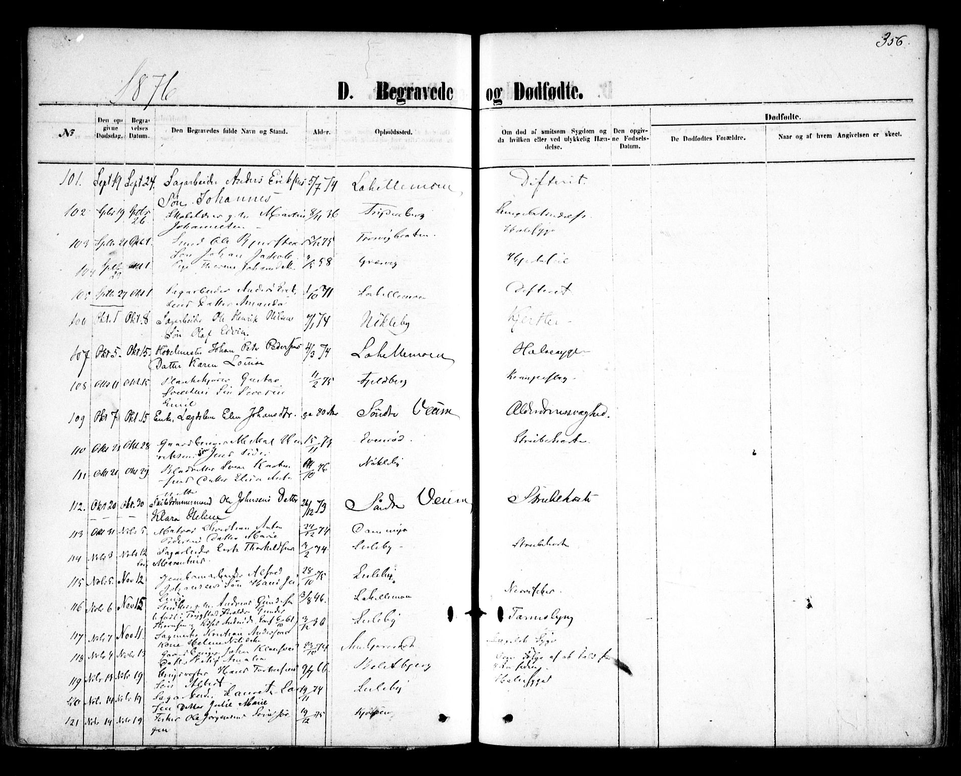 Glemmen prestekontor Kirkebøker, AV/SAO-A-10908/F/Fa/L0009: Parish register (official) no. 9, 1871-1878, p. 356