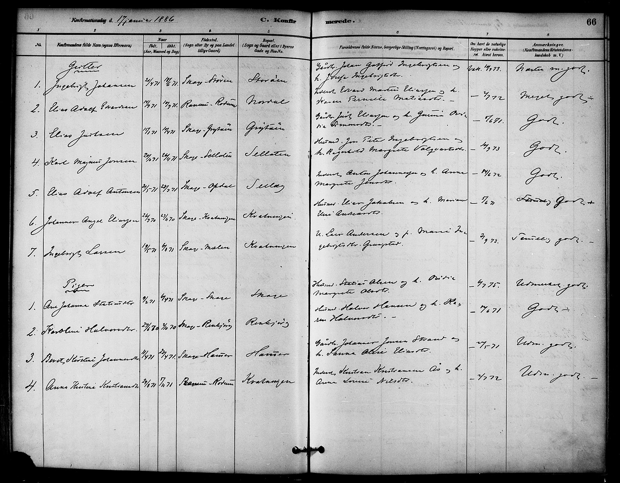 Ministerialprotokoller, klokkerbøker og fødselsregistre - Nord-Trøndelag, SAT/A-1458/766/L0563: Parish register (official) no. 767A01, 1881-1899, p. 66