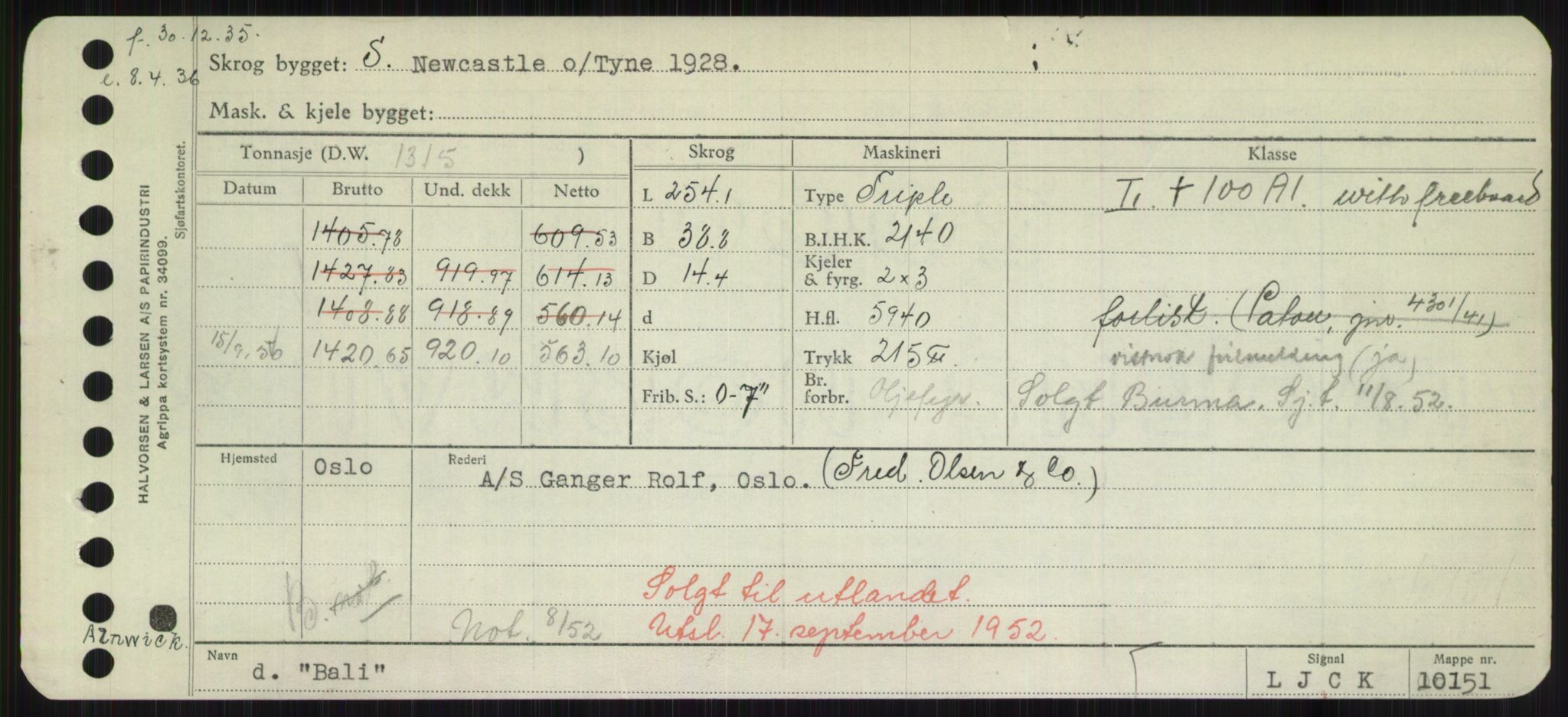 Sjøfartsdirektoratet med forløpere, Skipsmålingen, AV/RA-S-1627/H/Hd/L0003: Fartøy, B-Bev, p. 153