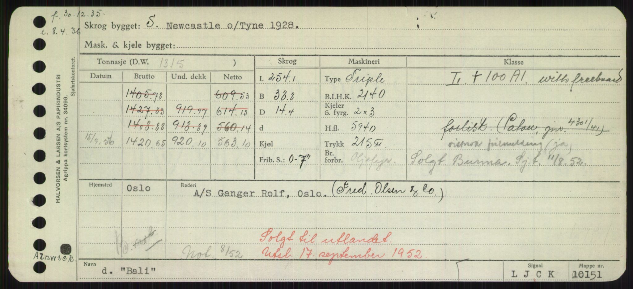 Sjøfartsdirektoratet med forløpere, Skipsmålingen, RA/S-1627/H/Hd/L0003: Fartøy, B-Bev, p. 153