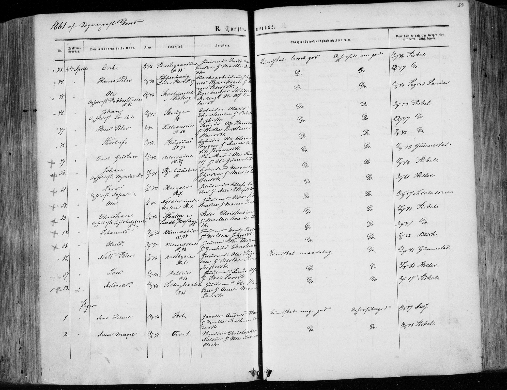 Eiker kirkebøker, AV/SAKO-A-4/F/Fa/L0016: Parish register (official) no. I 16, 1860-1868, p. 318