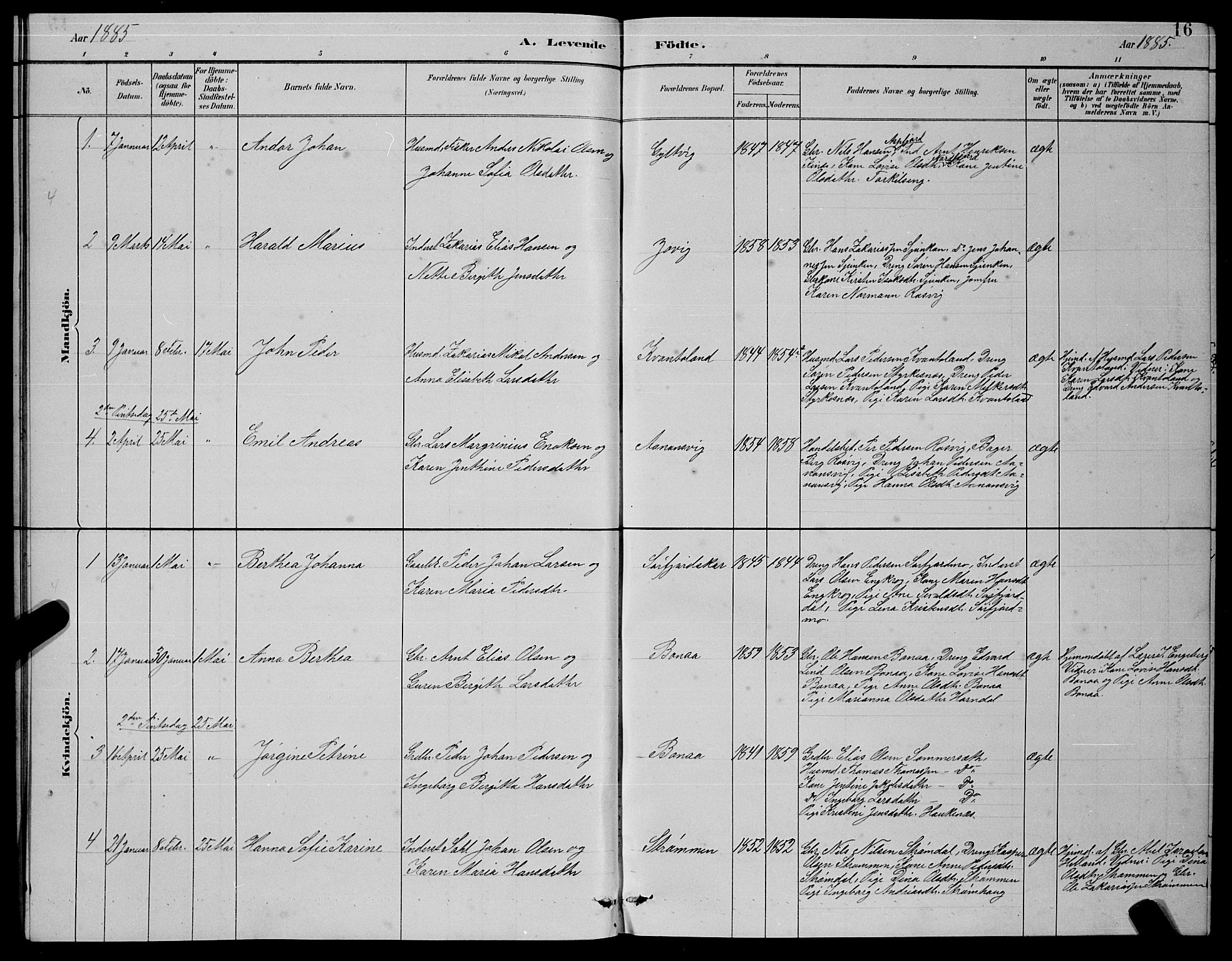 Ministerialprotokoller, klokkerbøker og fødselsregistre - Nordland, AV/SAT-A-1459/854/L0785: Parish register (copy) no. 854C01, 1883-1891, p. 16