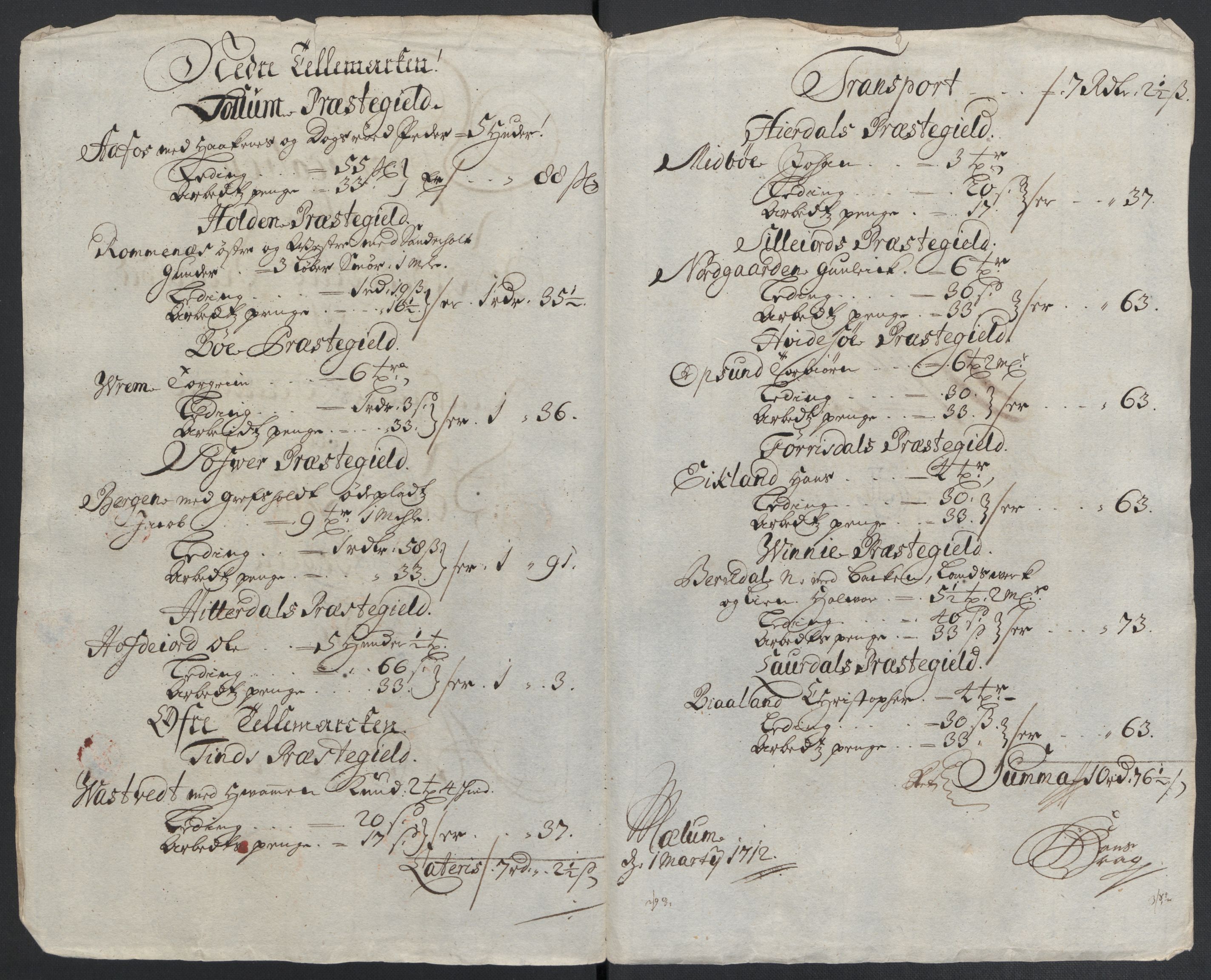 Rentekammeret inntil 1814, Reviderte regnskaper, Fogderegnskap, RA/EA-4092/R36/L2120: Fogderegnskap Øvre og Nedre Telemark og Bamble, 1711, p. 229