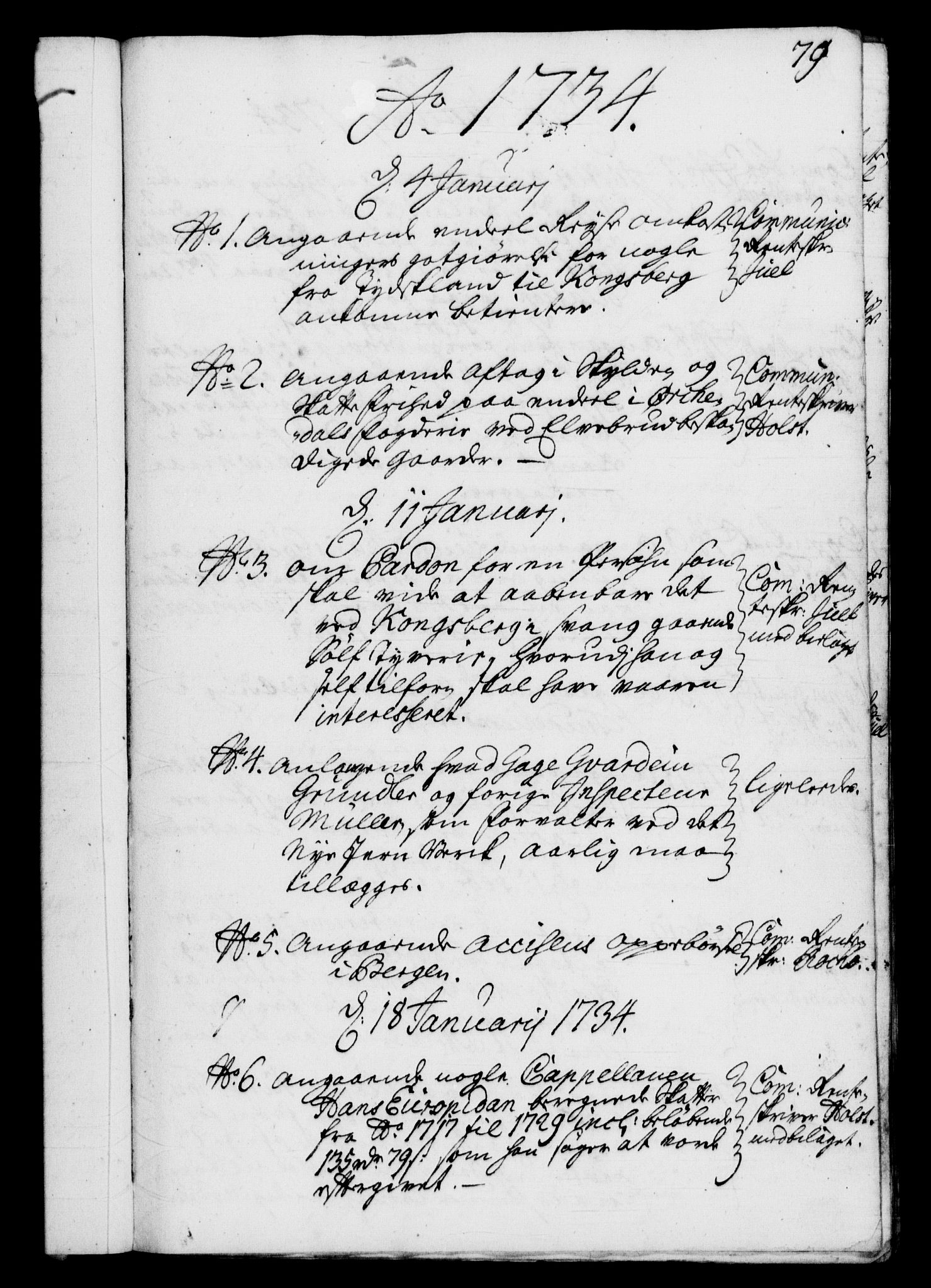 Rentekammeret, Kammerkanselliet, RA/EA-3111/G/Gf/Gfb/L0003: Register til norske relasjons- og resolusjonsprotokoller (merket RK 52.98), 1729-1736, p. 79