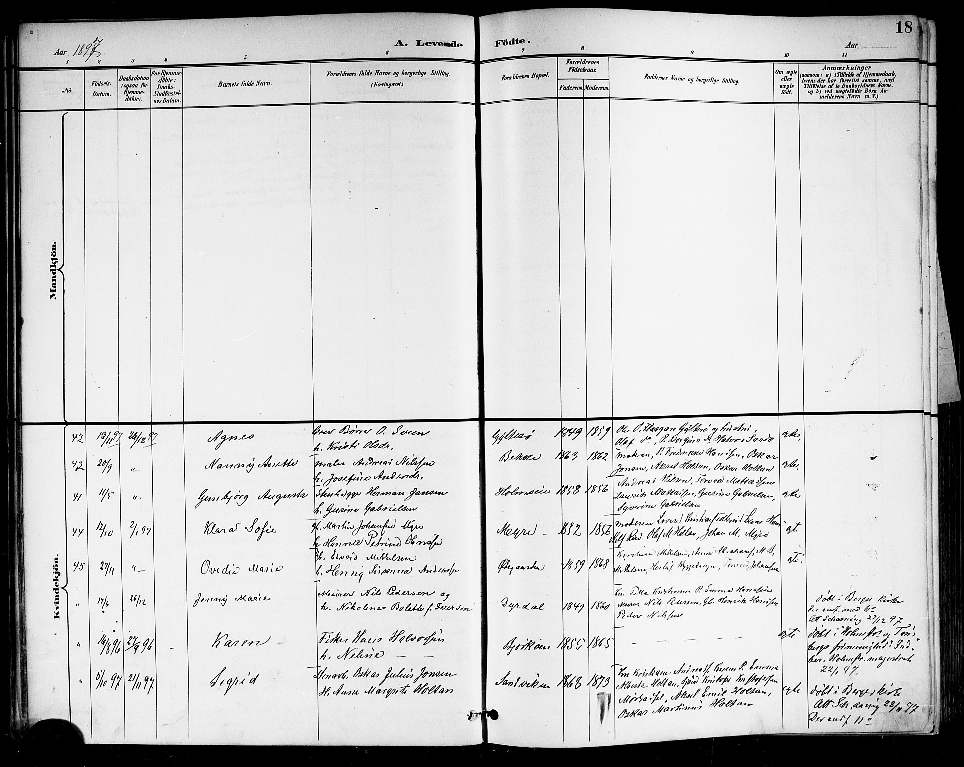 Sande Kirkebøker, AV/SAKO-A-53/G/Ga/L0004: Parish register (copy) no. 4, 1895-1918, p. 18